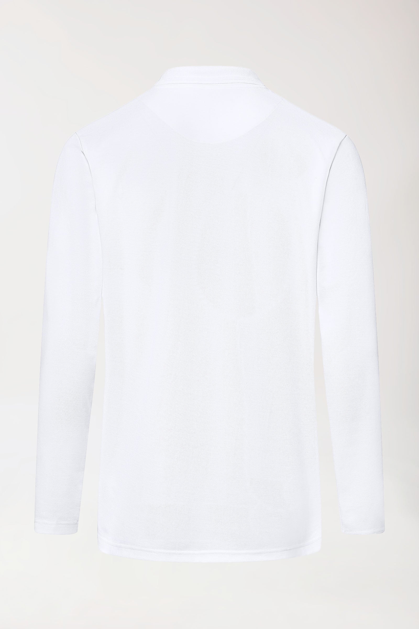 CORE Longsleeve Herren Double Face Piqué - Polokragen weiss, Rückansicht 