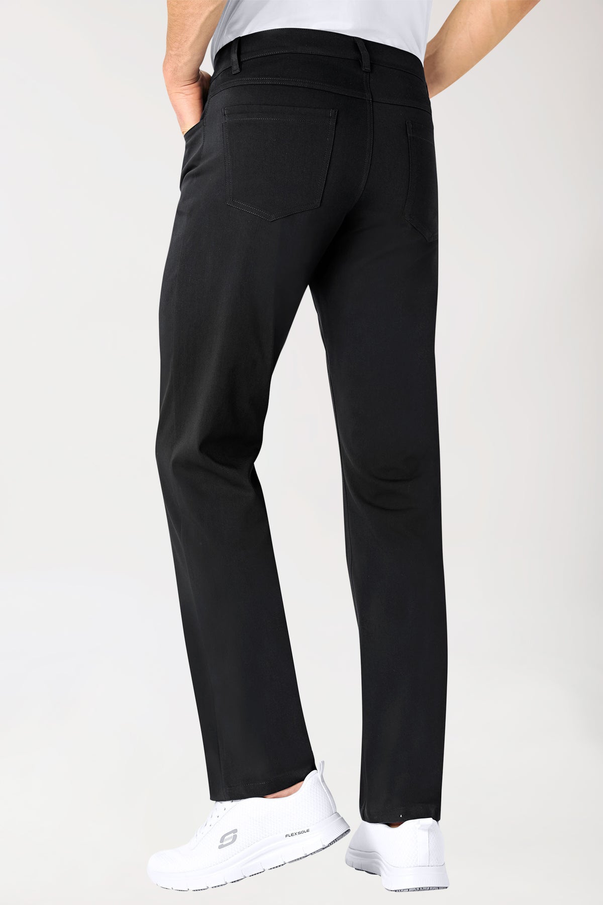 Stretch 5-Pocket Hose Herren - gerades Bein schwarz, Vue de dos 