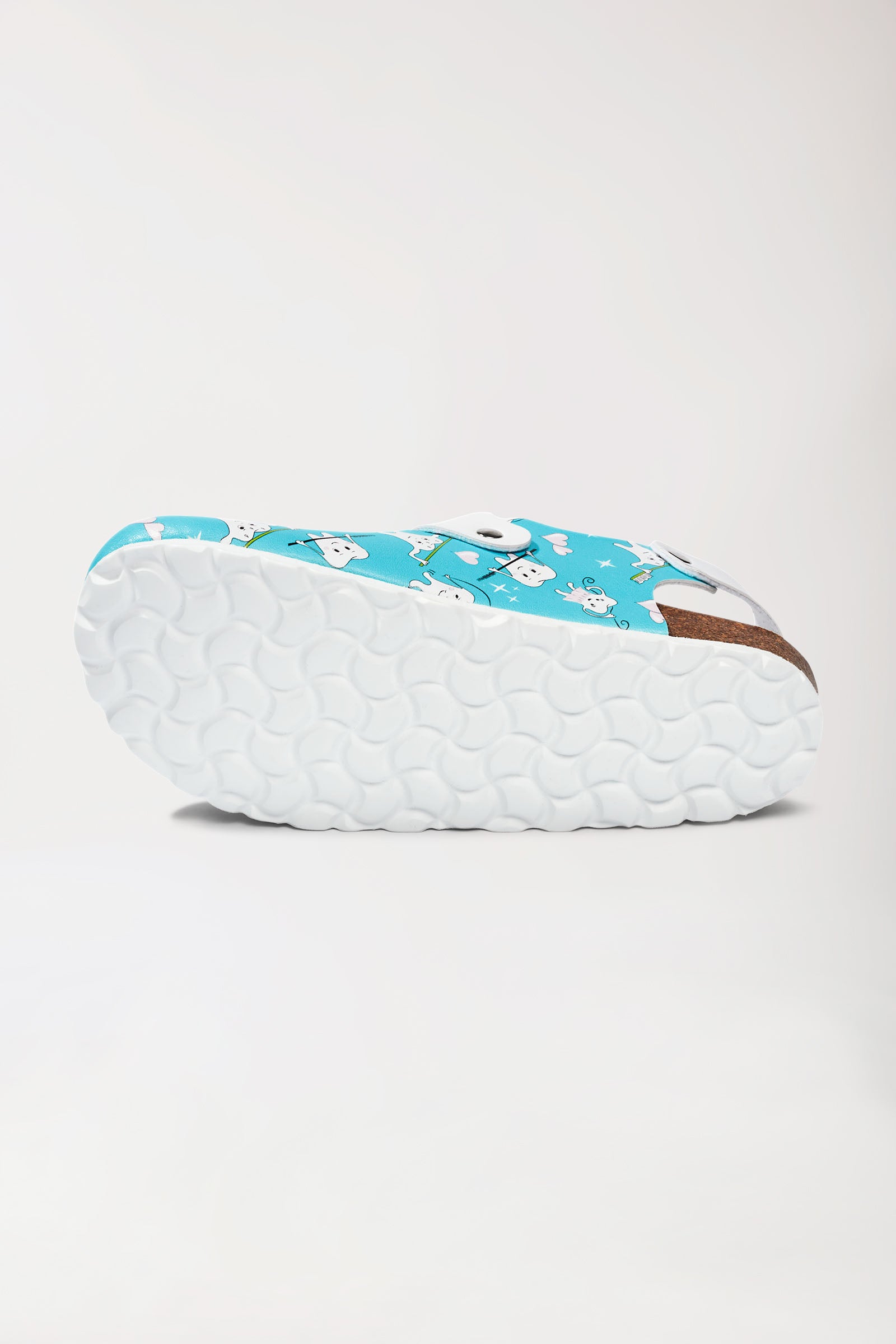 Damen Clog türkis/weiss, Rückansicht 