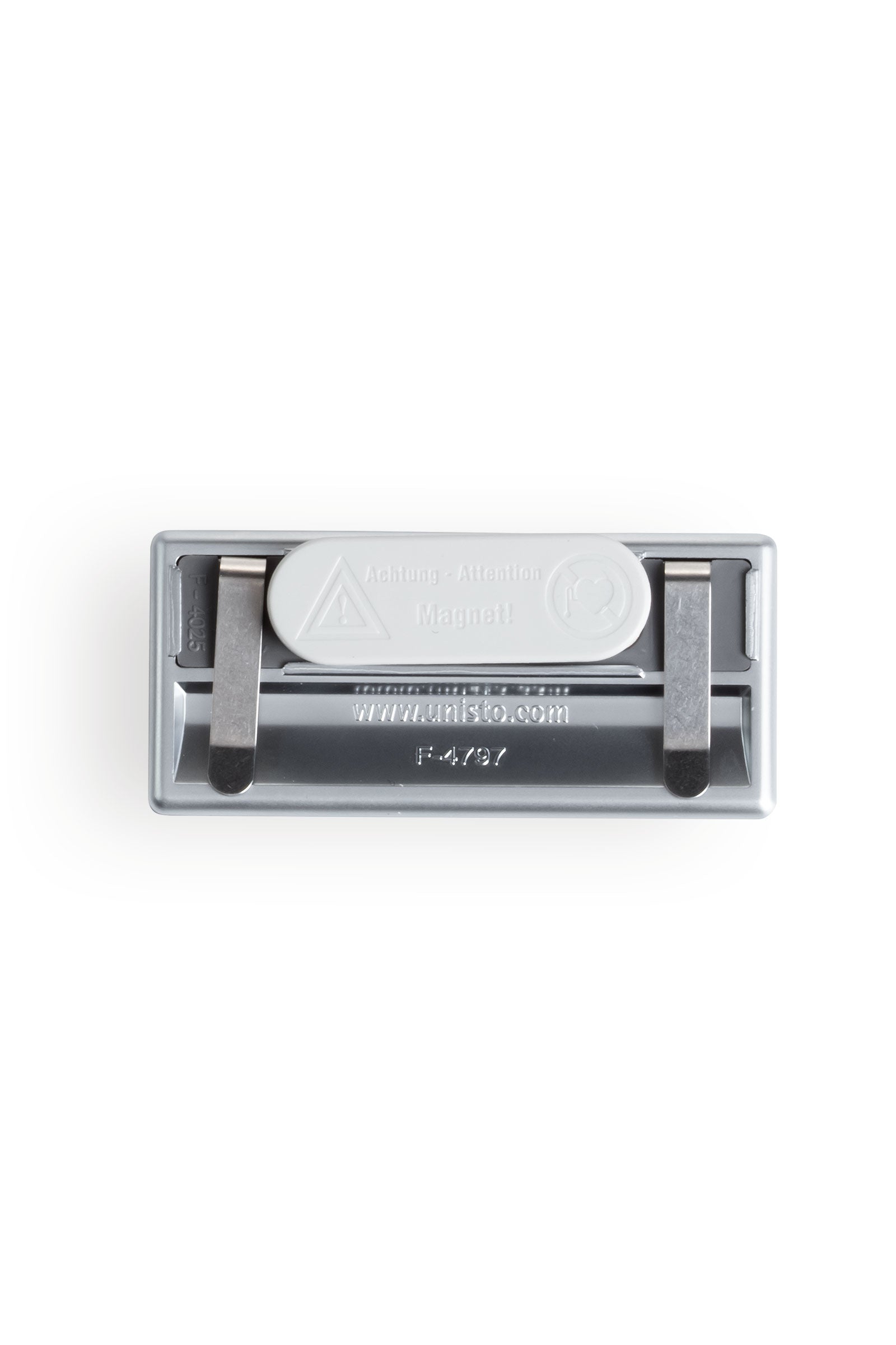 Namensschild Magnet Silber Metallic 7x3 cm, Rückansicht 