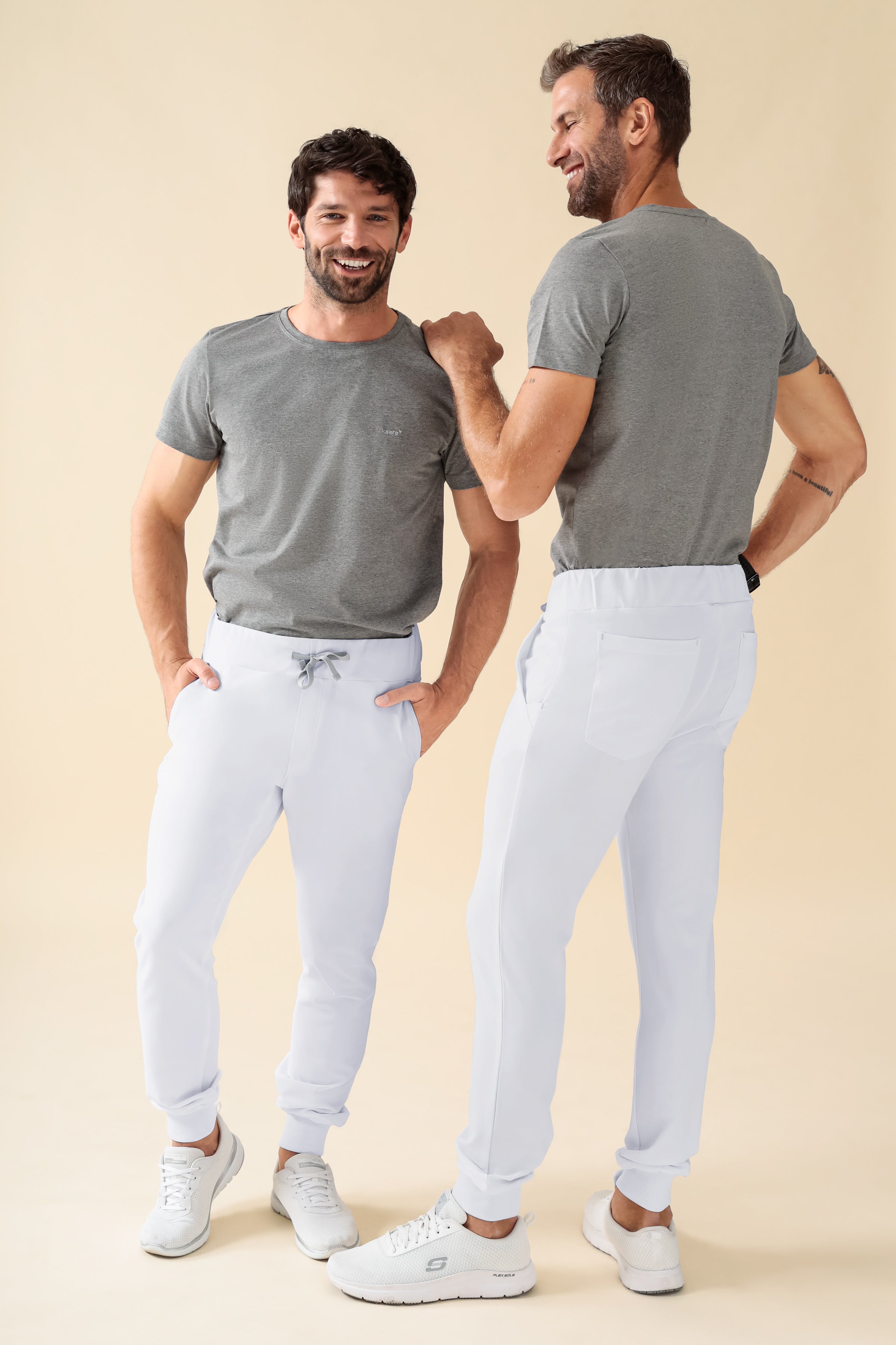KAERE Hose Herren - Saumbündchen Kurzgr. ohne Beintaschen weiss