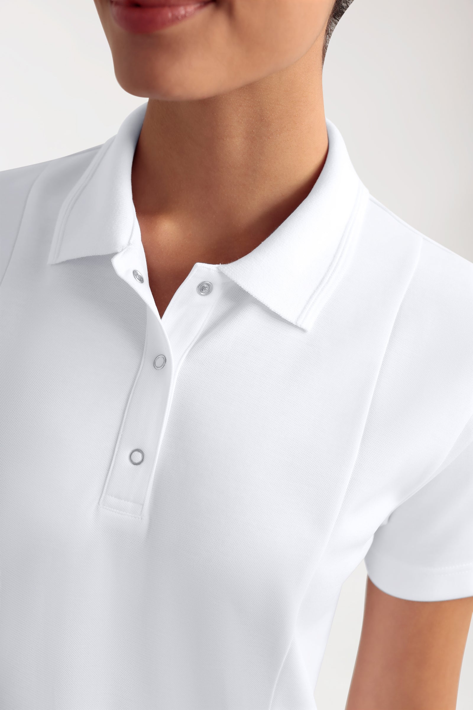 COMFY FLEX Stretch Schlupfkasack Damen - Polokragen weiss