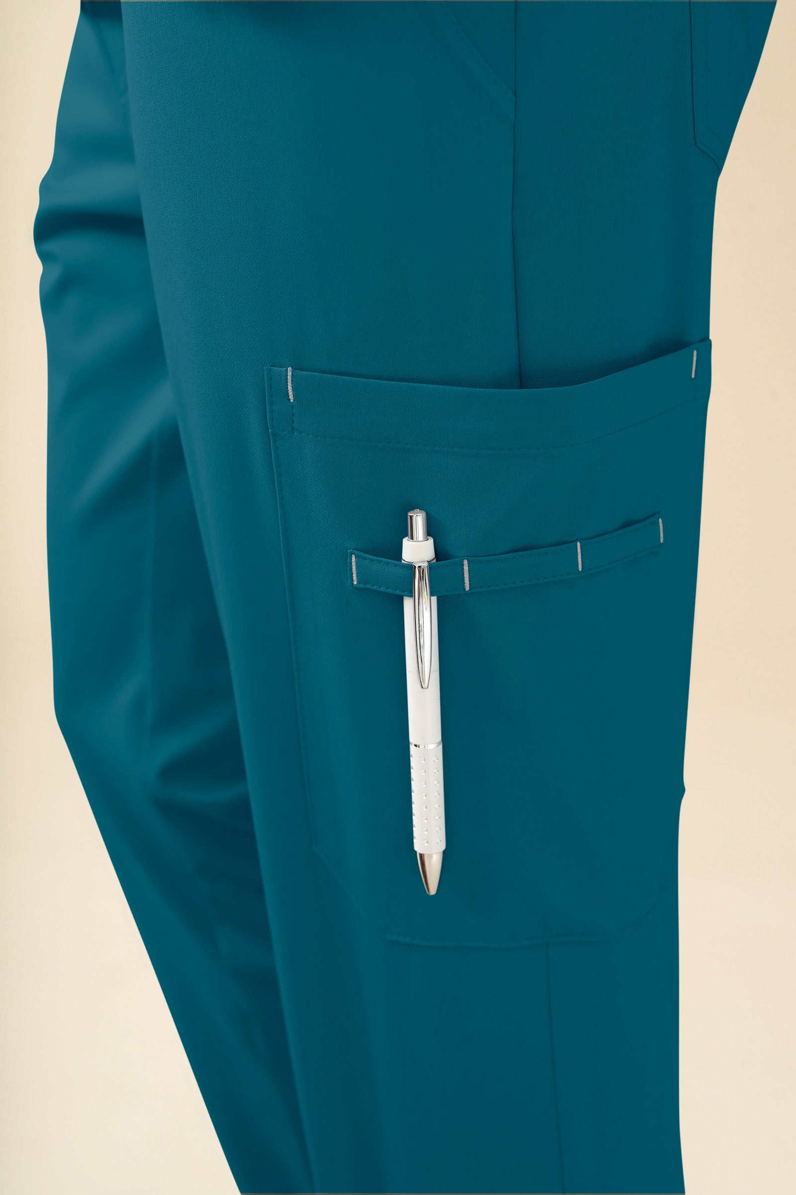 KAERE Hose Herren - gerader Saum Kurzgr. mit Beintaschen petrol