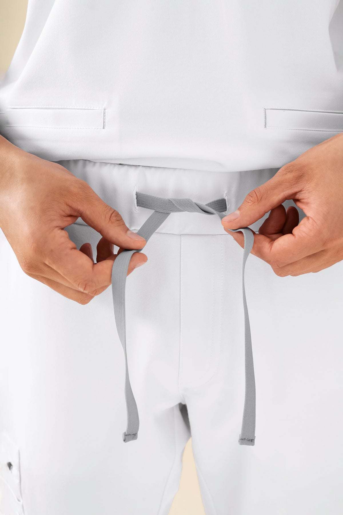 KAERE Hose Herren - Saumbündchen Kurzgr. mit Beintaschen weiss