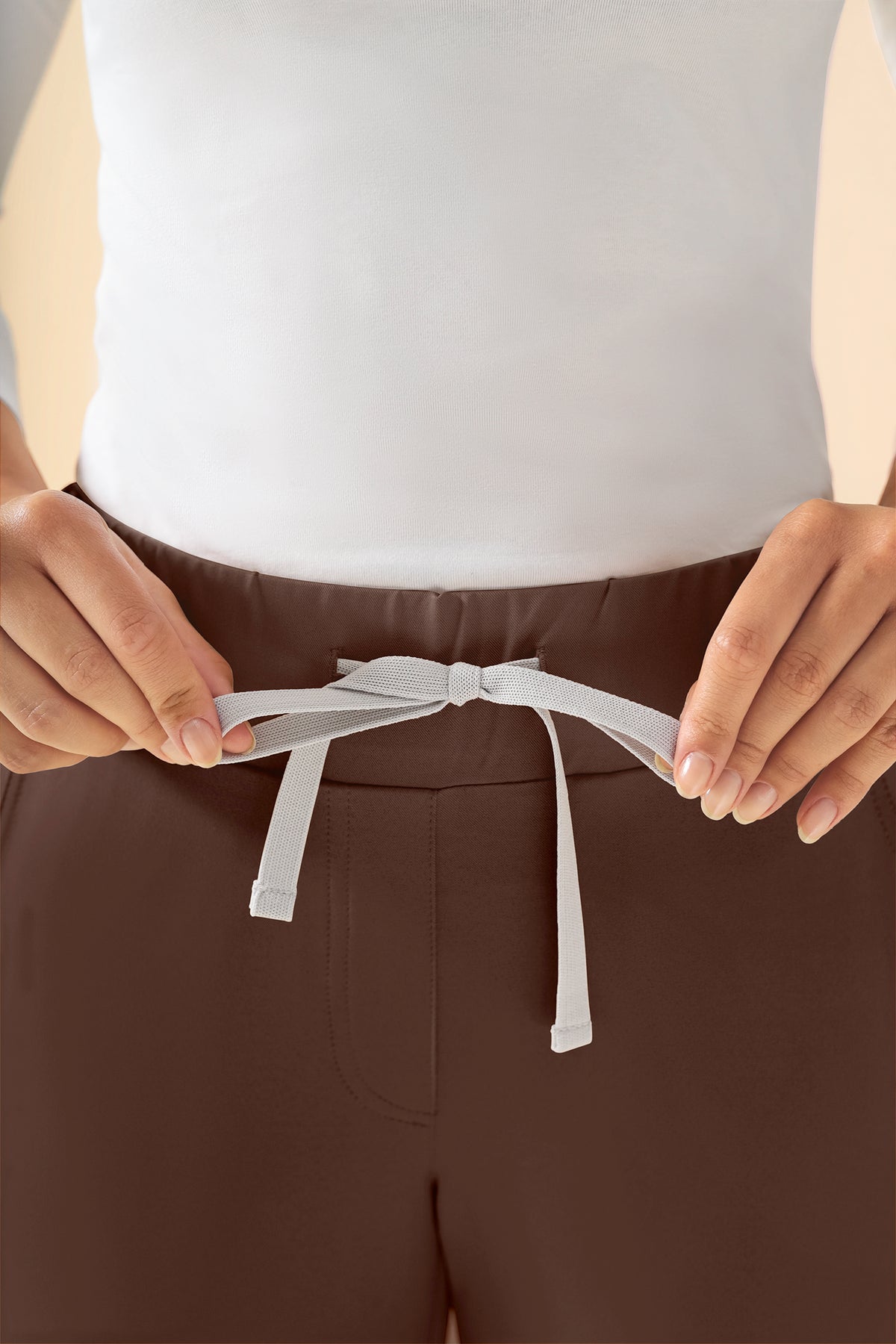 KAERE Hose Damen Normale Grösse - Saumabschluss mit Strickbund coffee