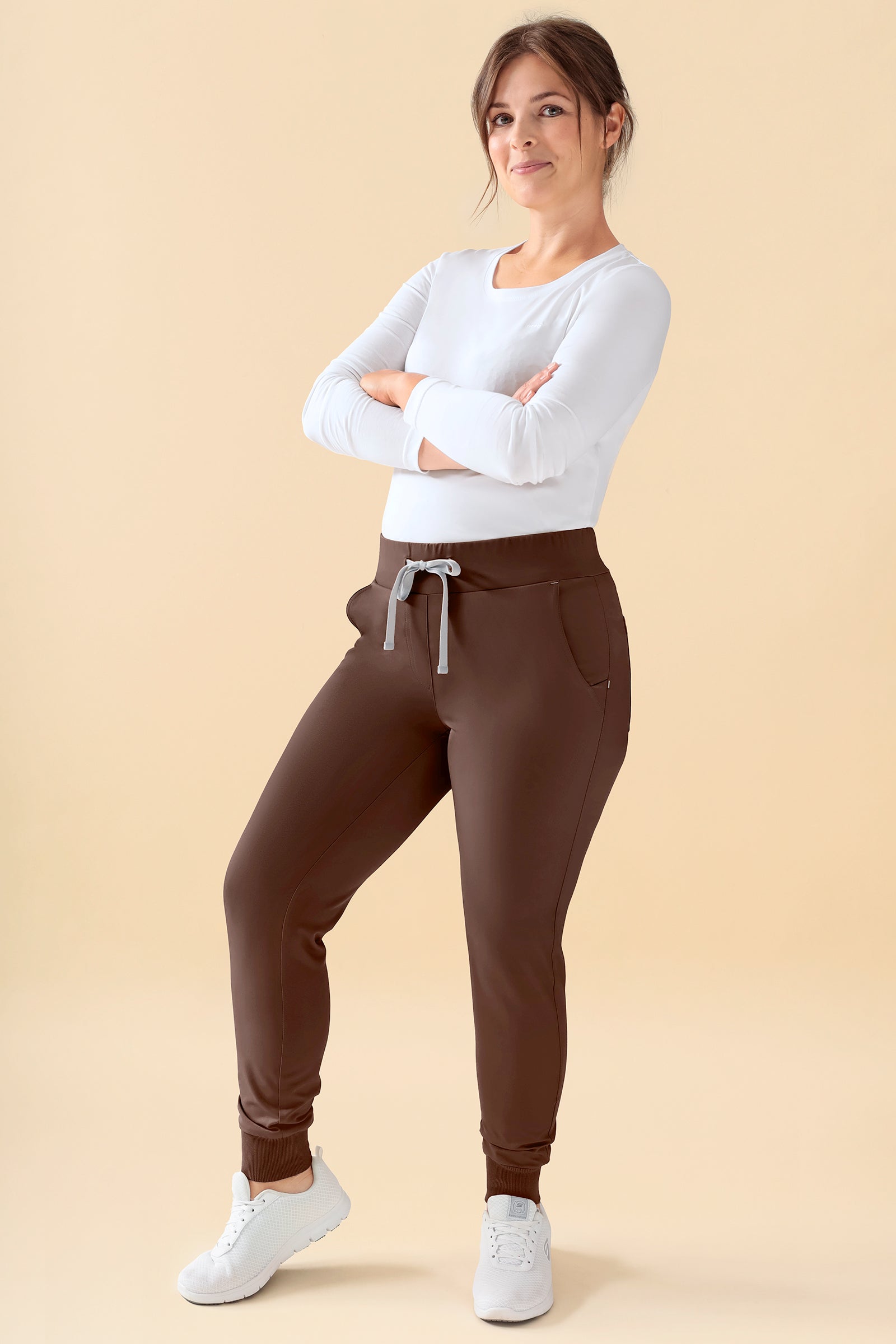 KAERE Hose Damen - Saumbündchen Kurzgr. ohne Beintaschen coffee