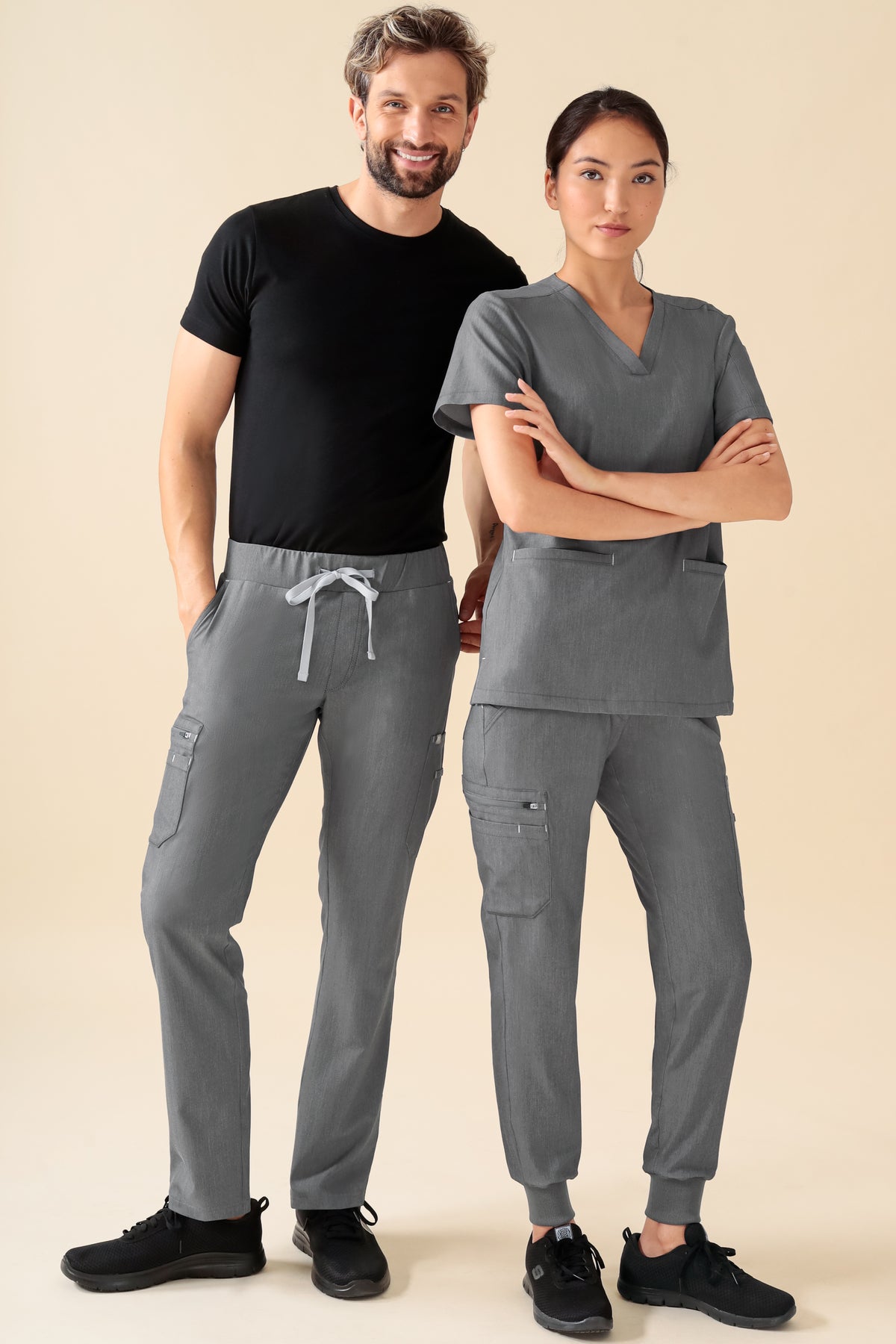 KAERE Hose Damen - Saumbündchen mit Beintaschen grau melange, Vue de face 