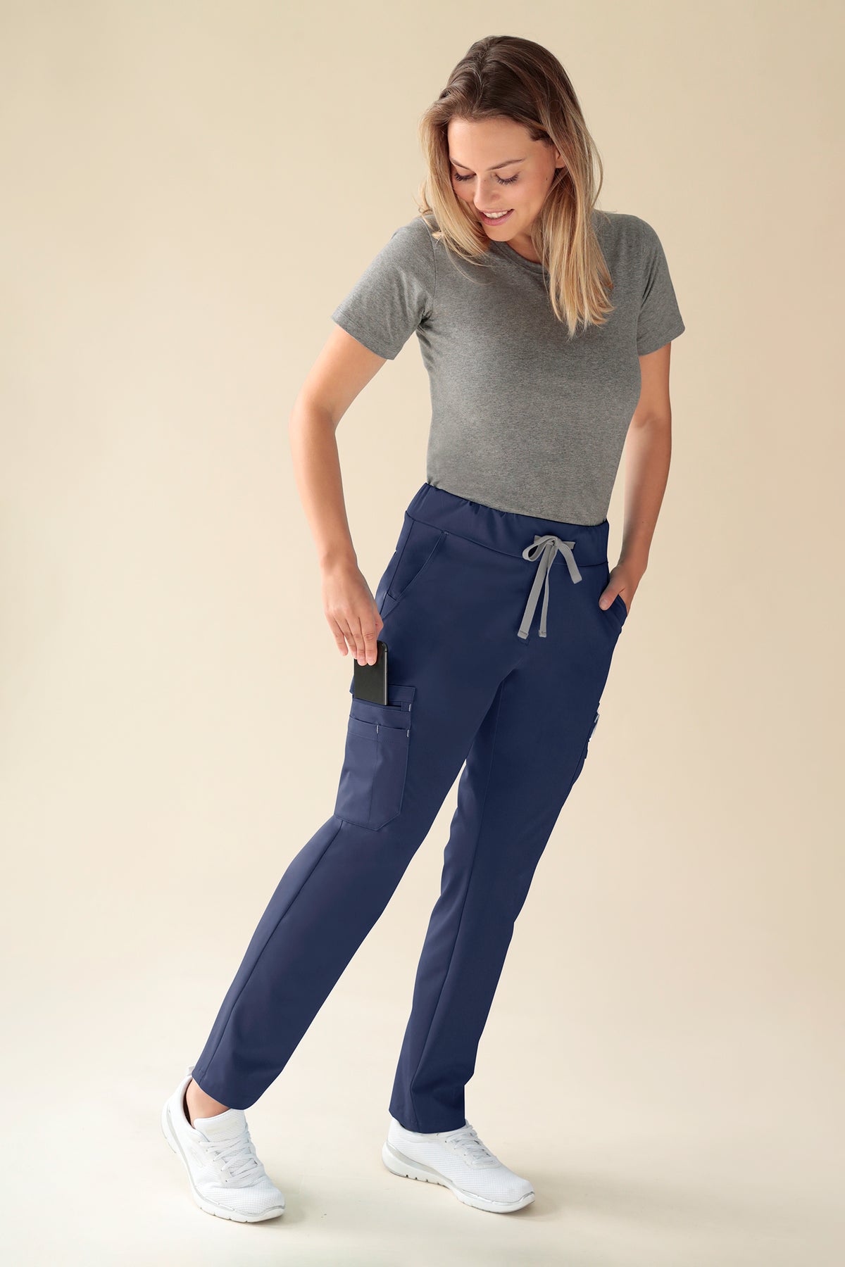 KAERE Hose Damen - gerader Saum Kurzgr. mit Beintaschen navy, Vue de face 