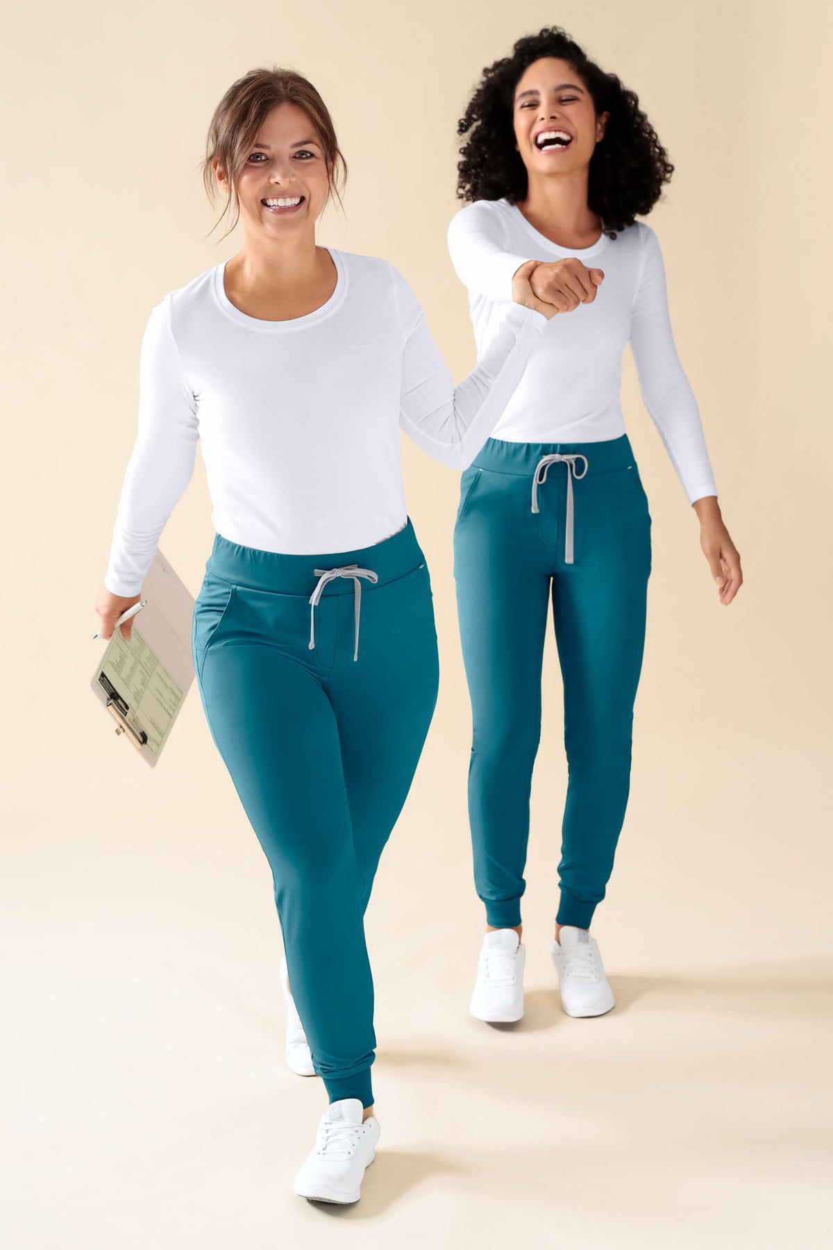 KAERE Hose Damen - Saumbündchen Kurzgr. ohne Beintaschen petrol, Vorderansicht 