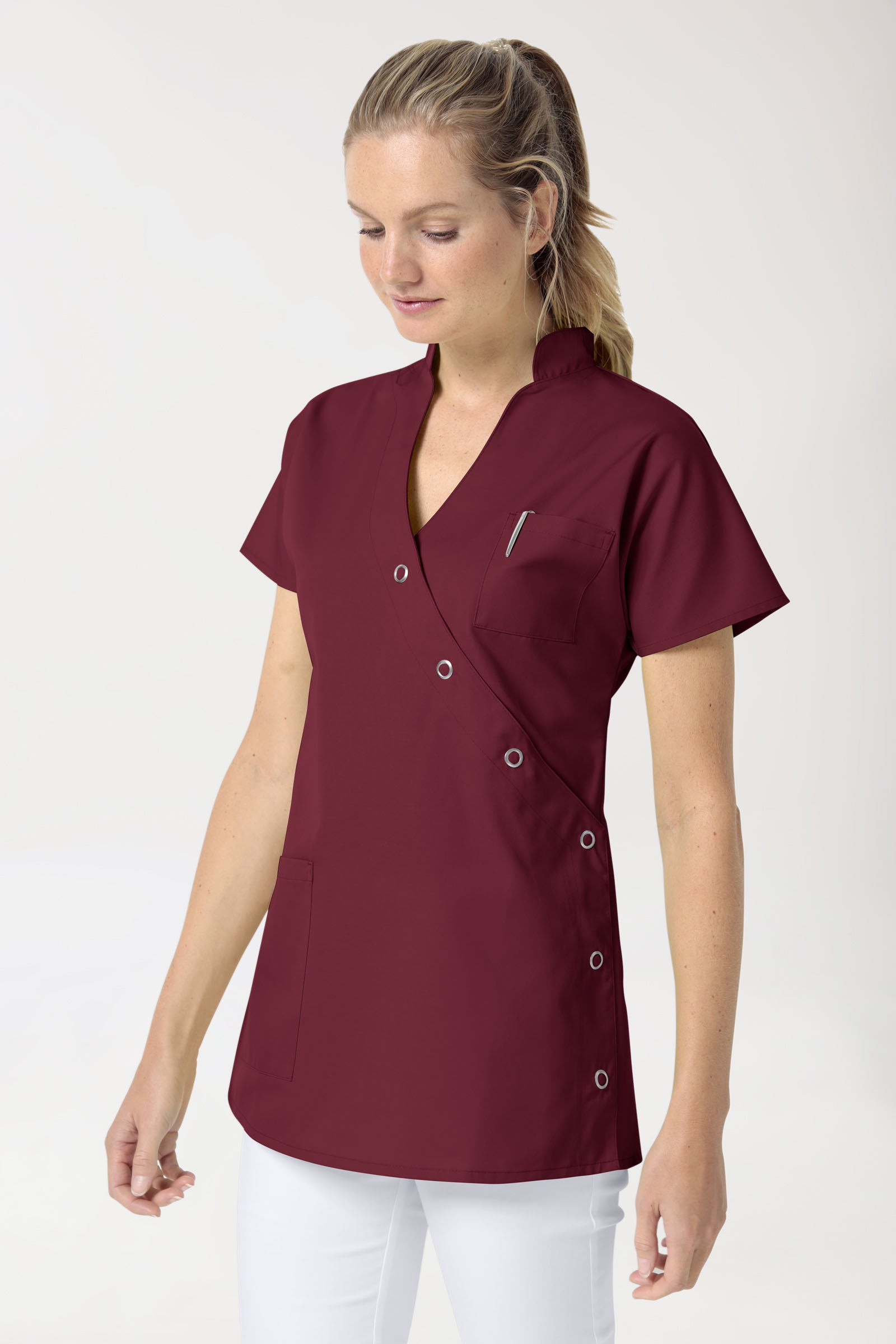 JUST STRONG Kasack Damen - Druckknopfleiste bordeaux, Vue de face 
