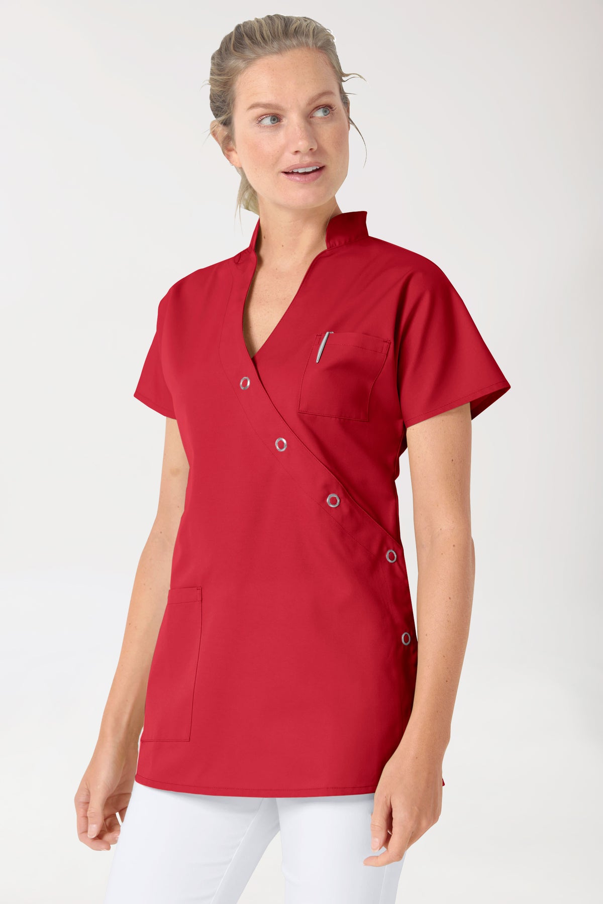 JUST STRONG Kasack Damen - Druckknopfleiste rot, Vue de face 