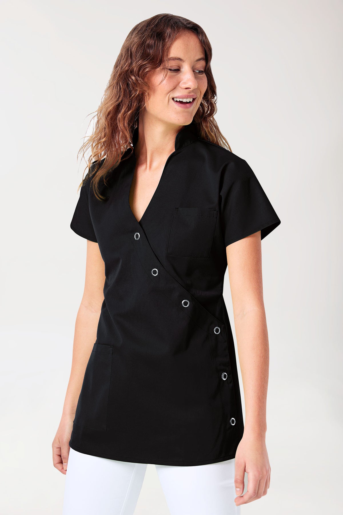 JUST STRONG Kasack Damen - Druckknopfleiste schwarz, Vue de face 