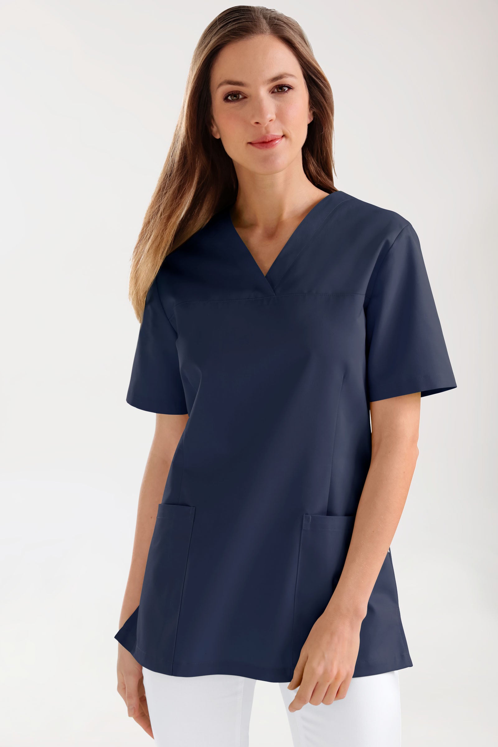 JUST STRONG Schlupfkasack Damen - V-Ausschnitt navy, Vorderansicht 