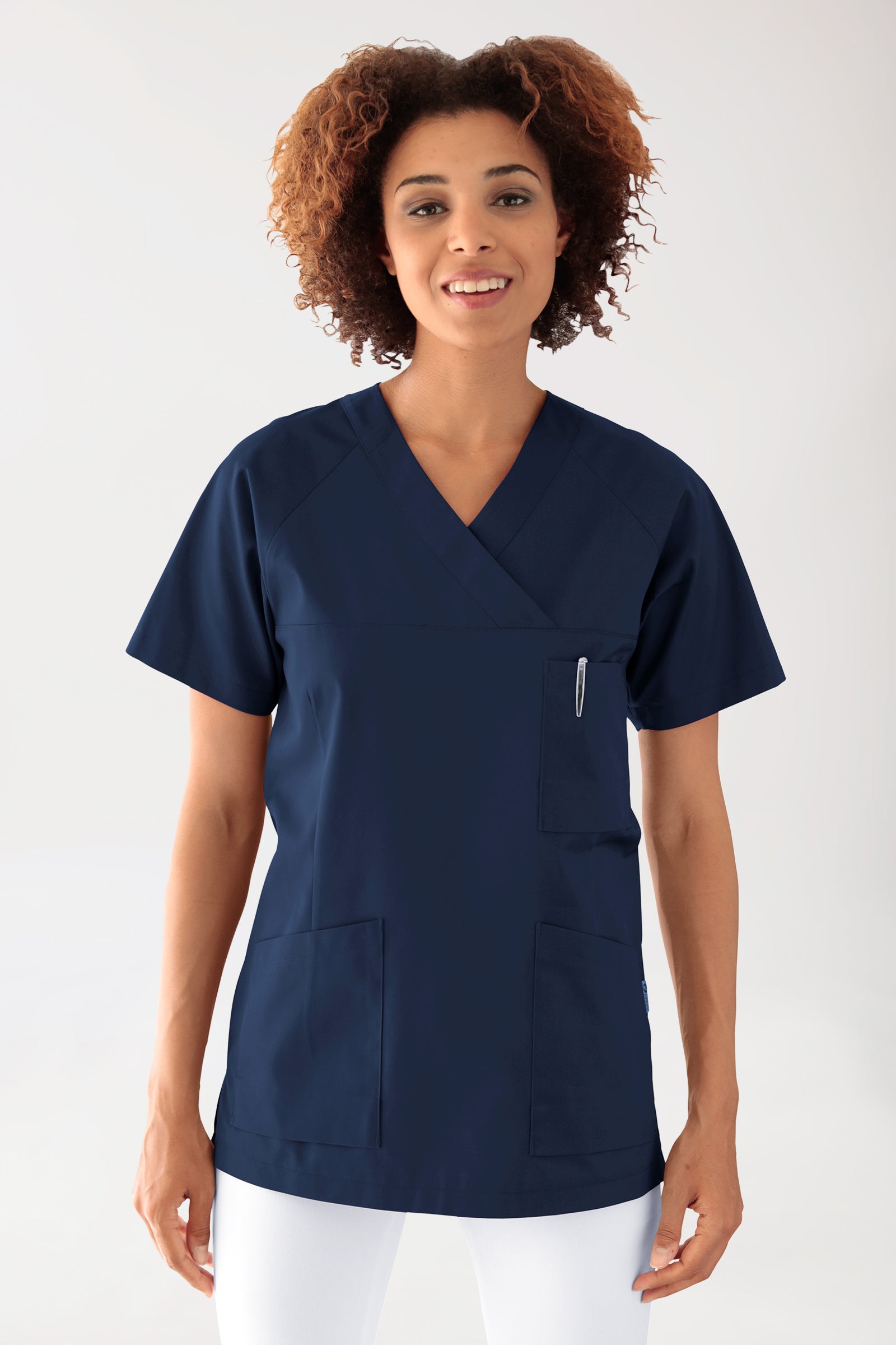 CORE Schlupfkasack Damen - 3er-Pack - V-Ausschnitt navy, Vorderansicht 