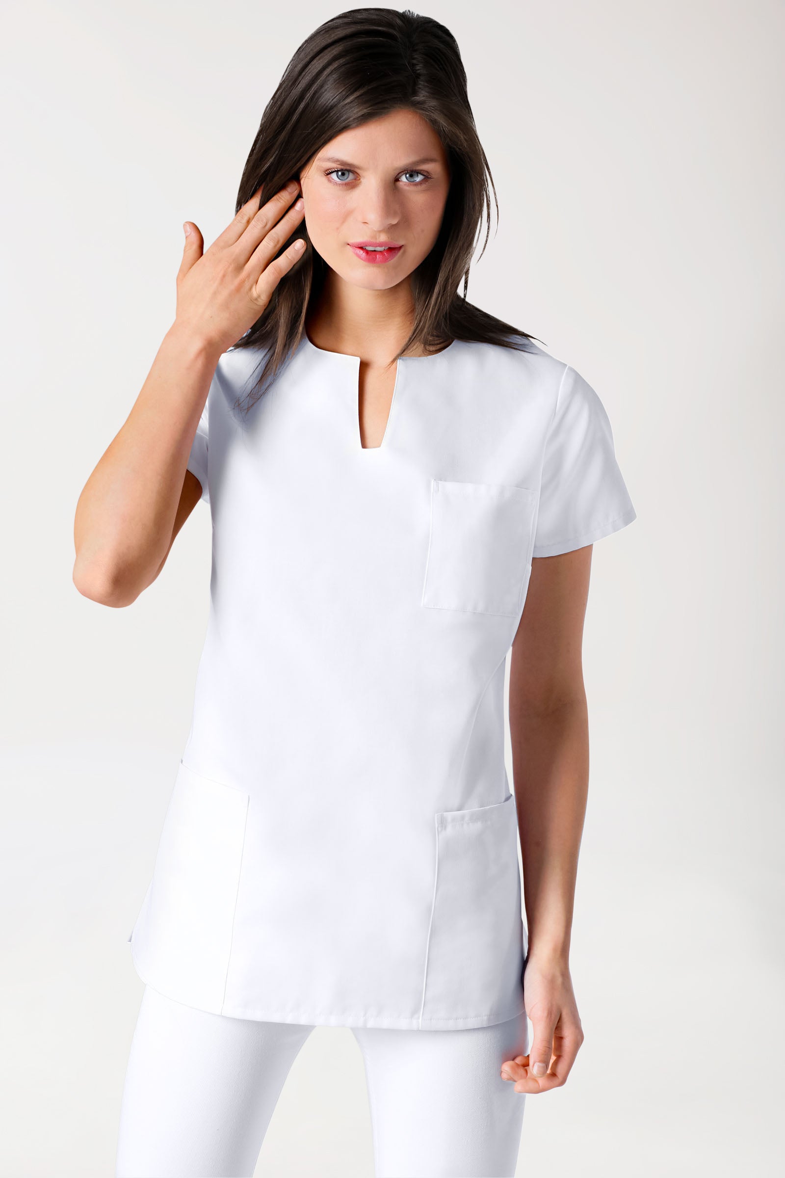 JUST STRONG Schlupfkasack Damen - eckiger Ausschnitt weiss