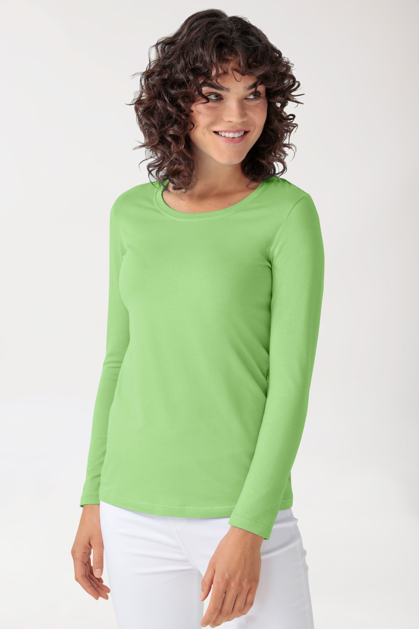 CORE Shirt Damen - 1/1 Arm apfelgrün, Vorderansicht 