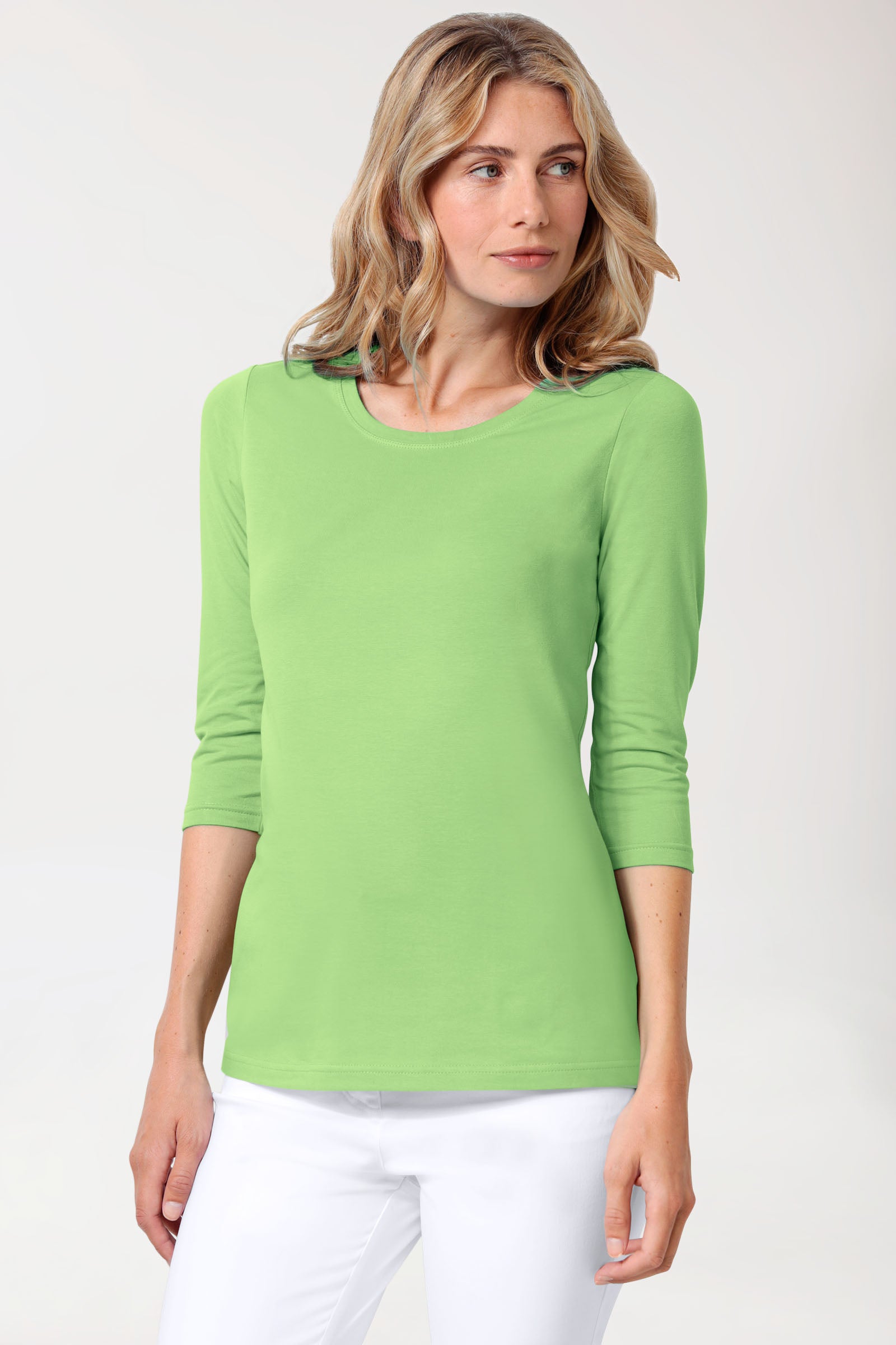 CORE Shirt Damen - 3/4 Arm apfelgrün, Vue de face 