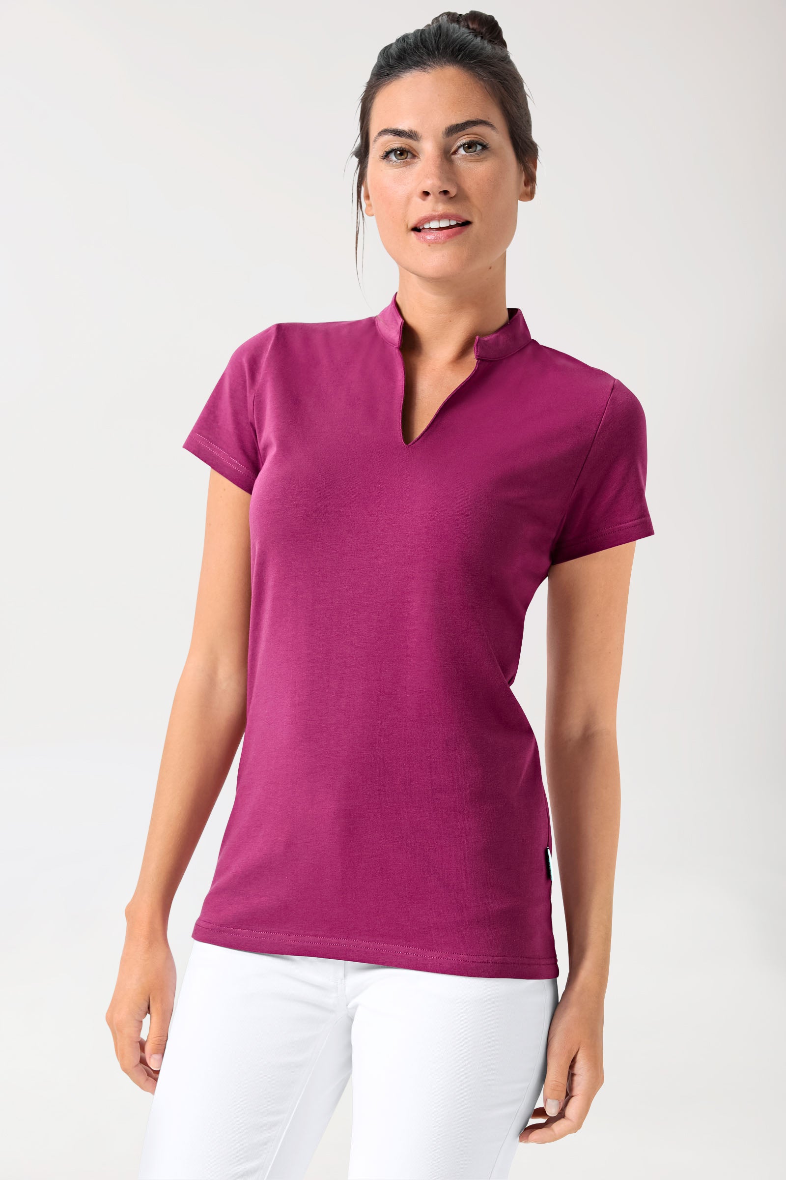 Stretch Shirt Damen - Stehkragen berry, Vue de face 