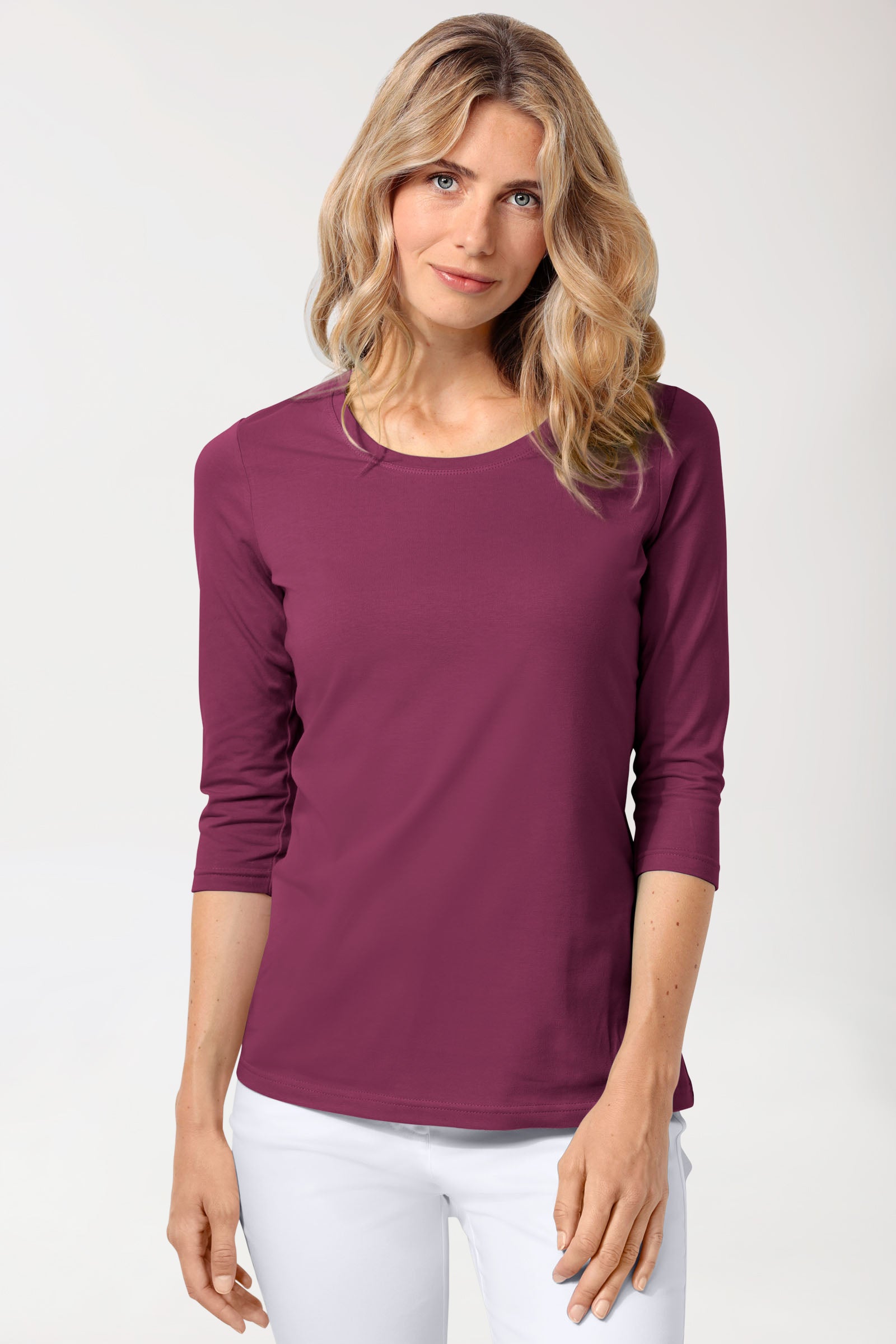 CORE Shirt Damen - 3/4 Arm berry, Vue de face 