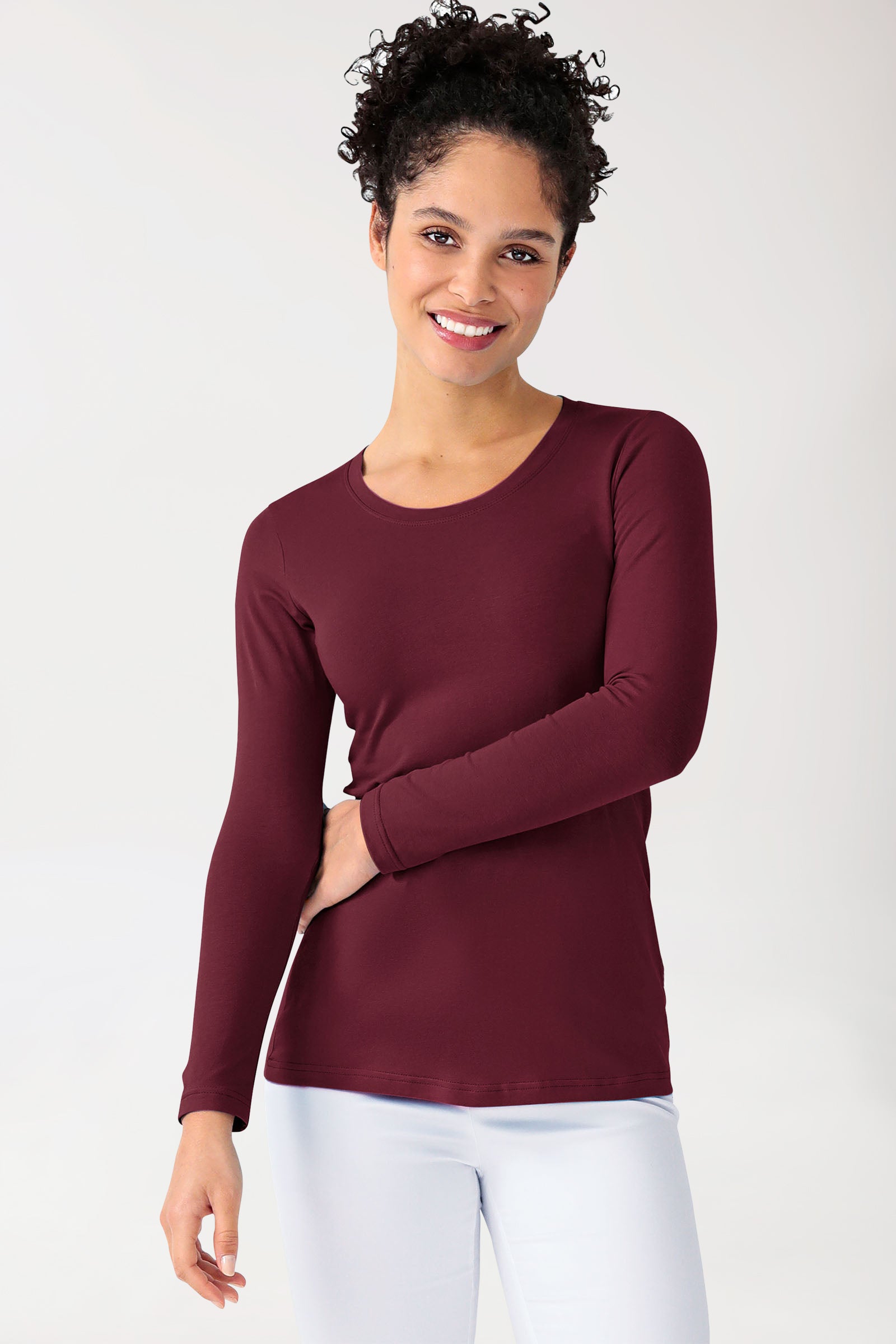 CORE Shirt Damen - 1/1 Arm bordeaux, Vue de face 