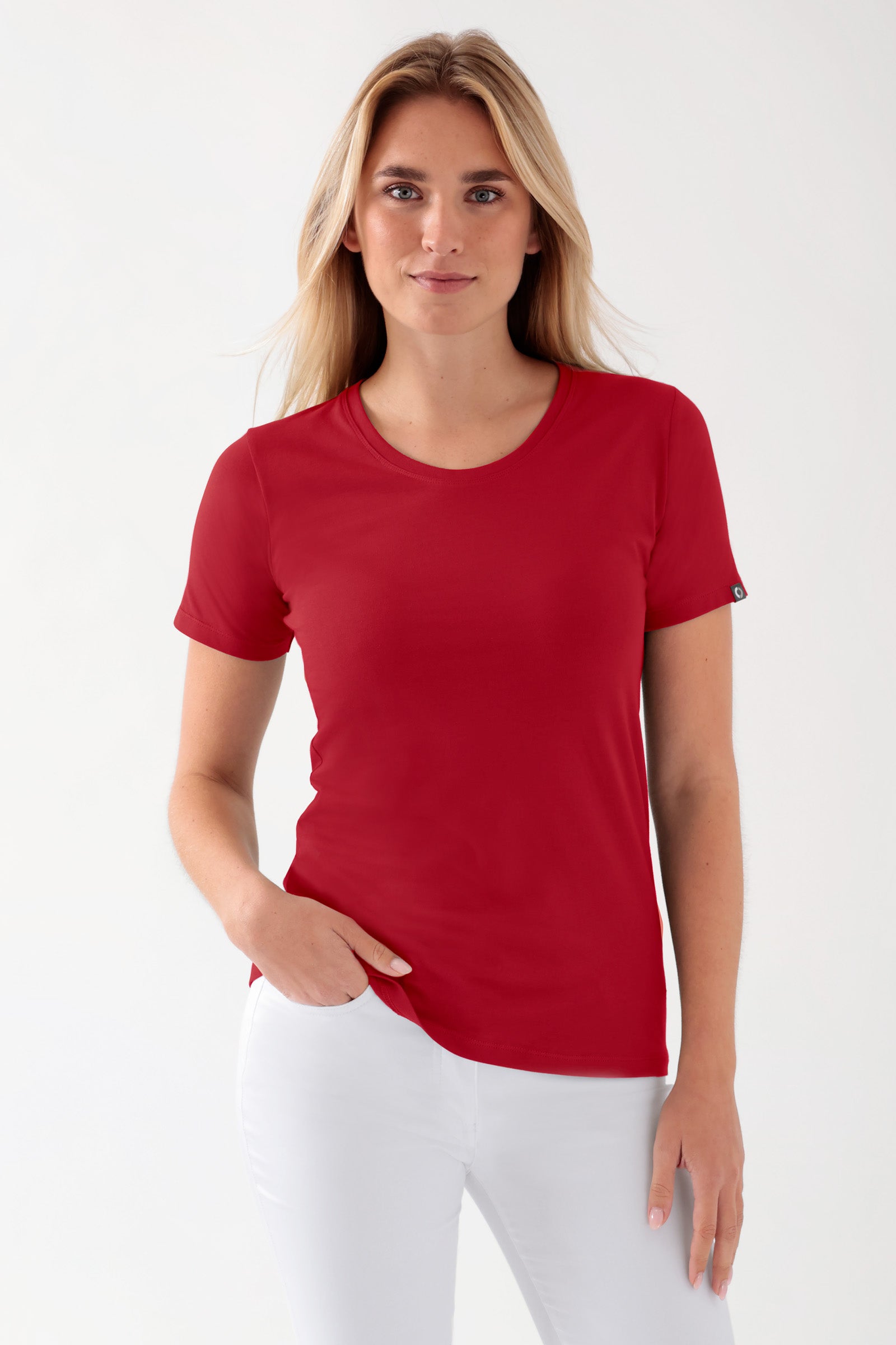 CORE Shirt Damen - Rundhalsausschnitt rot, Vue de face 