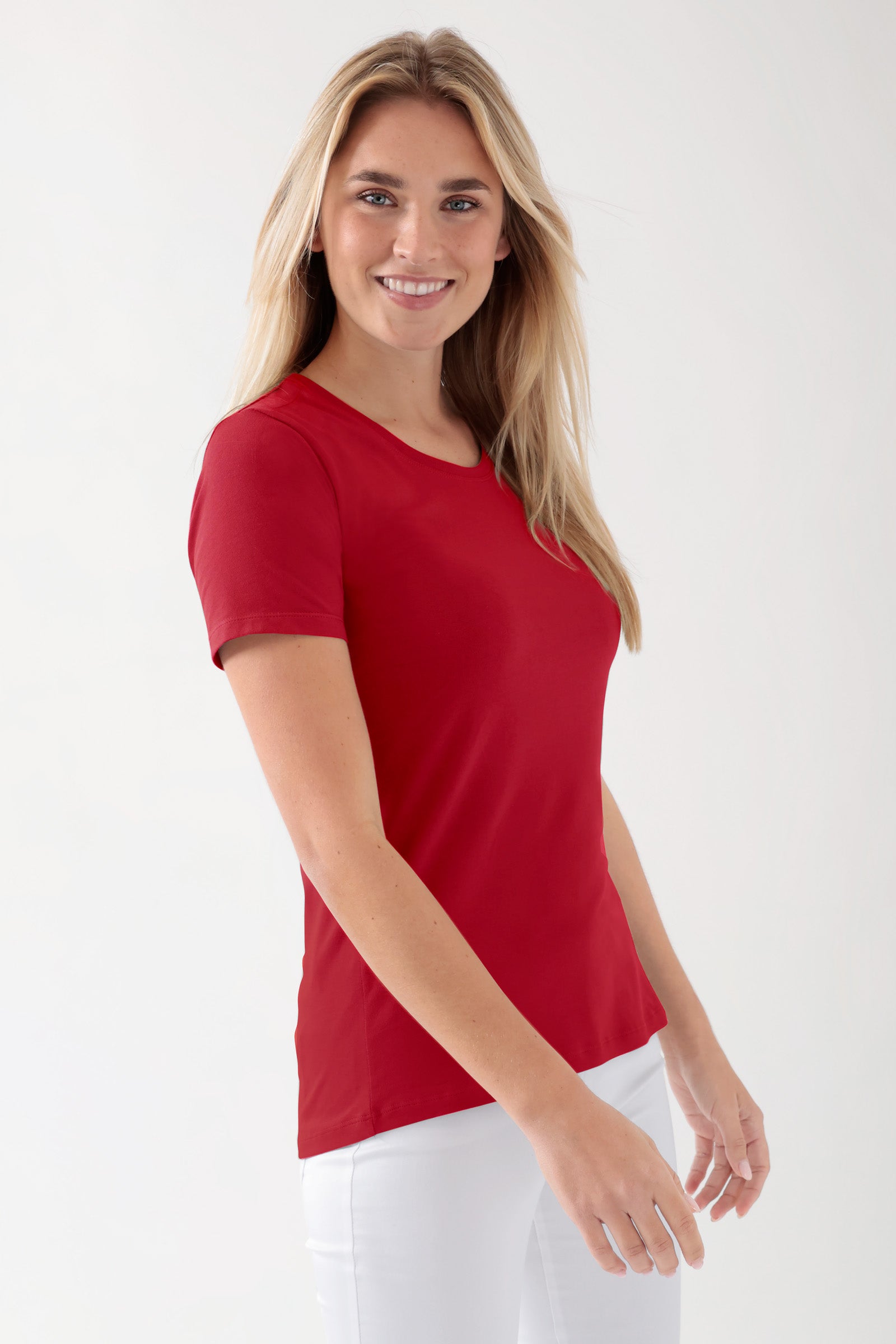 CORE Shirt Damen - Rundhalsausschnitt rot, Vue de face 