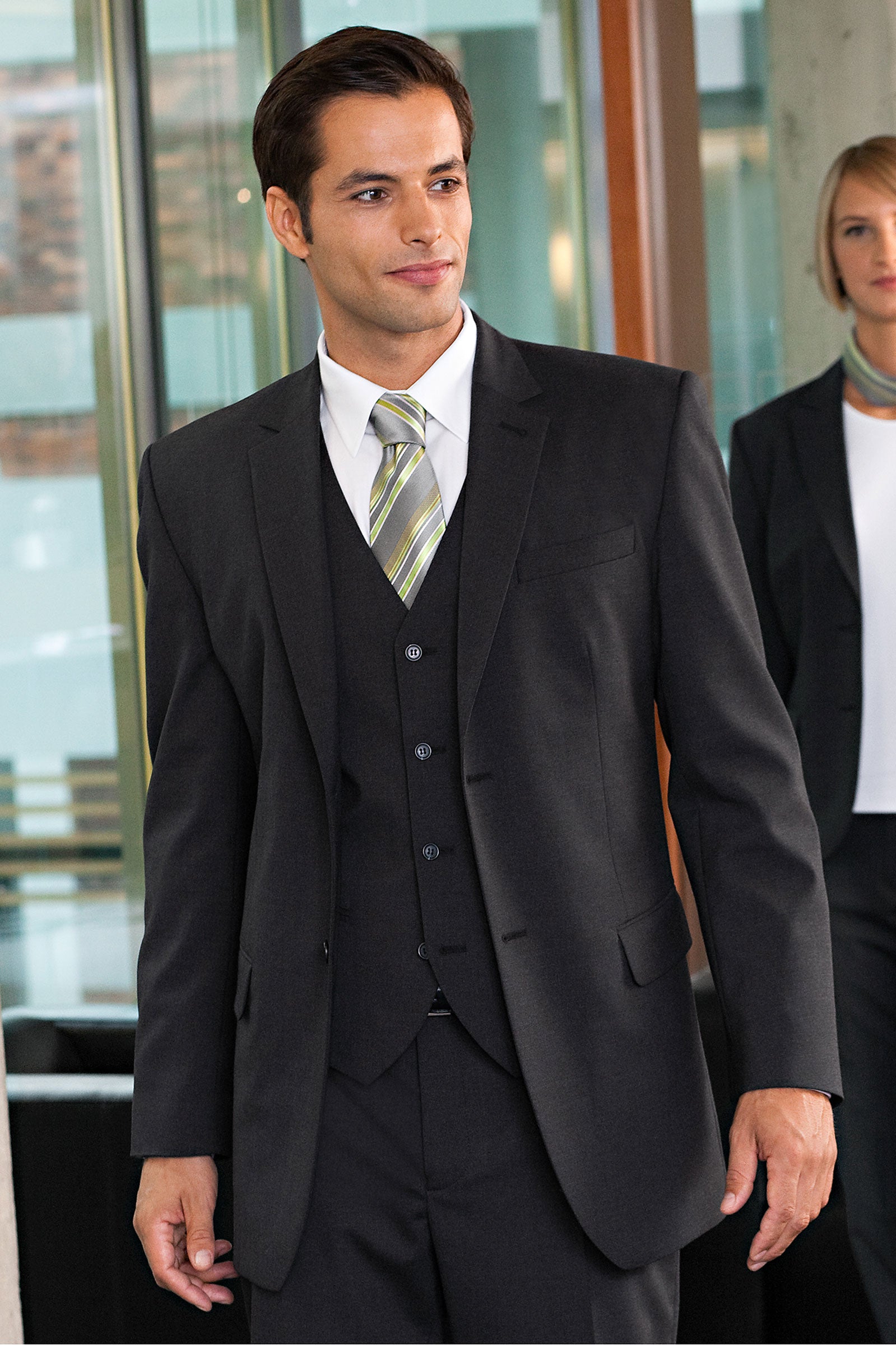 Stretchblazer für Herren Anthrazit Grau, Vorderansicht 
