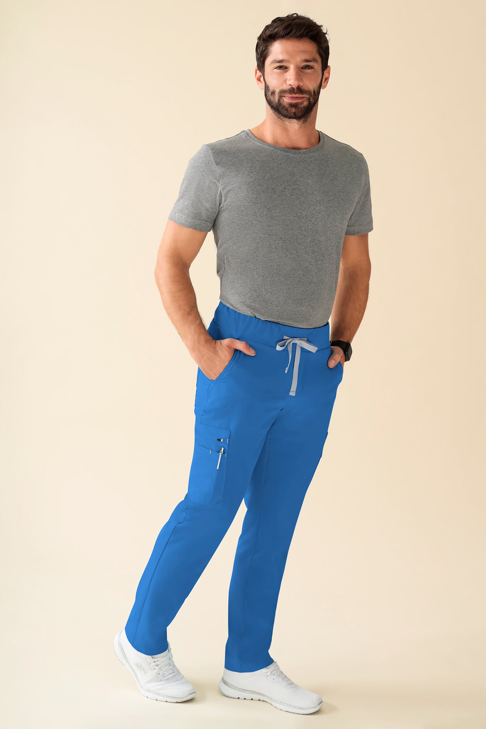 KAERE Hose Herren - gerader Saum Kurzgr. mit Beintaschen blau, Vue de face 