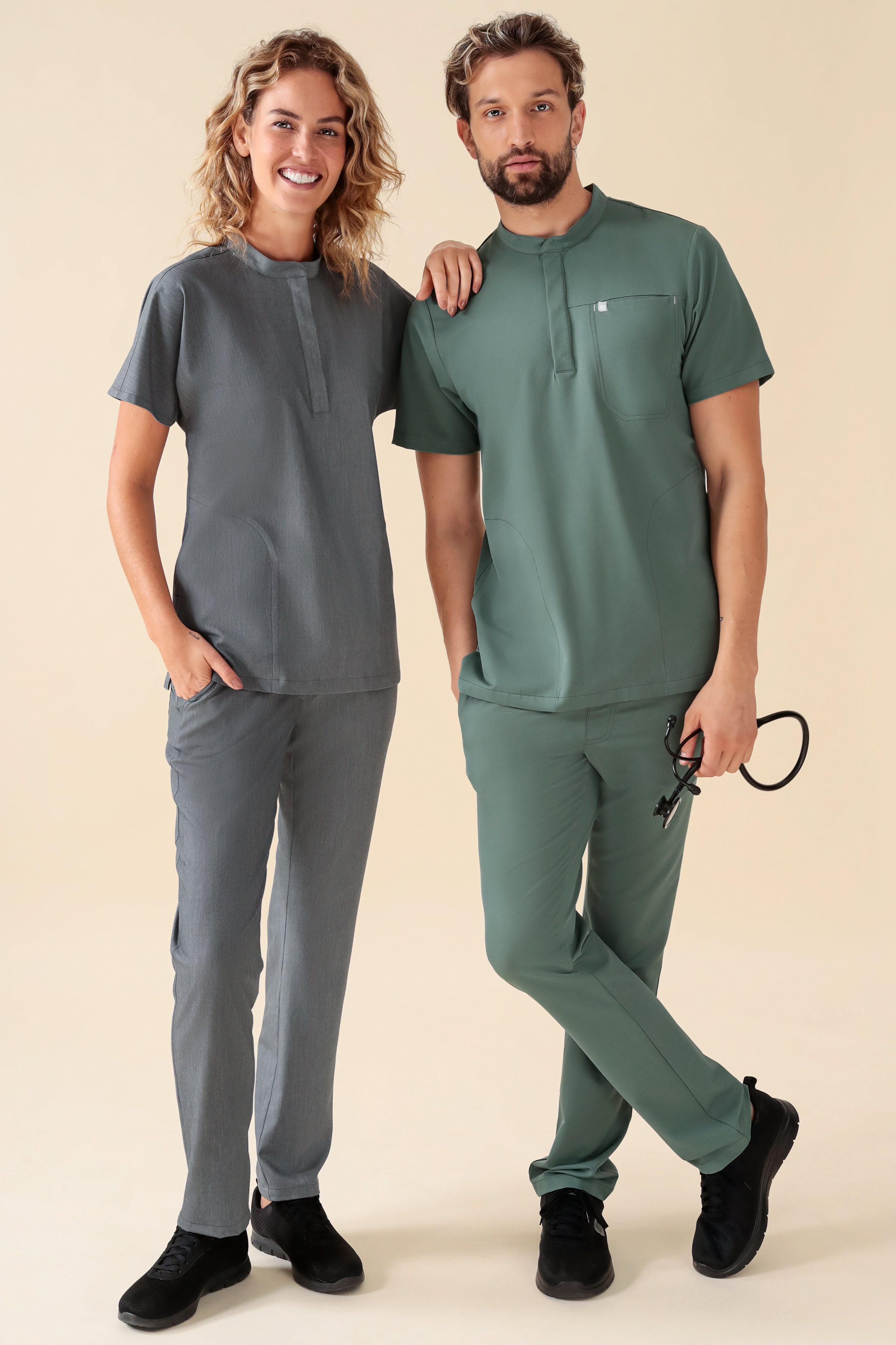 KAERE Hose Herren - gerader Saum ohne Beintaschen dunkelgrün, Vue de face 