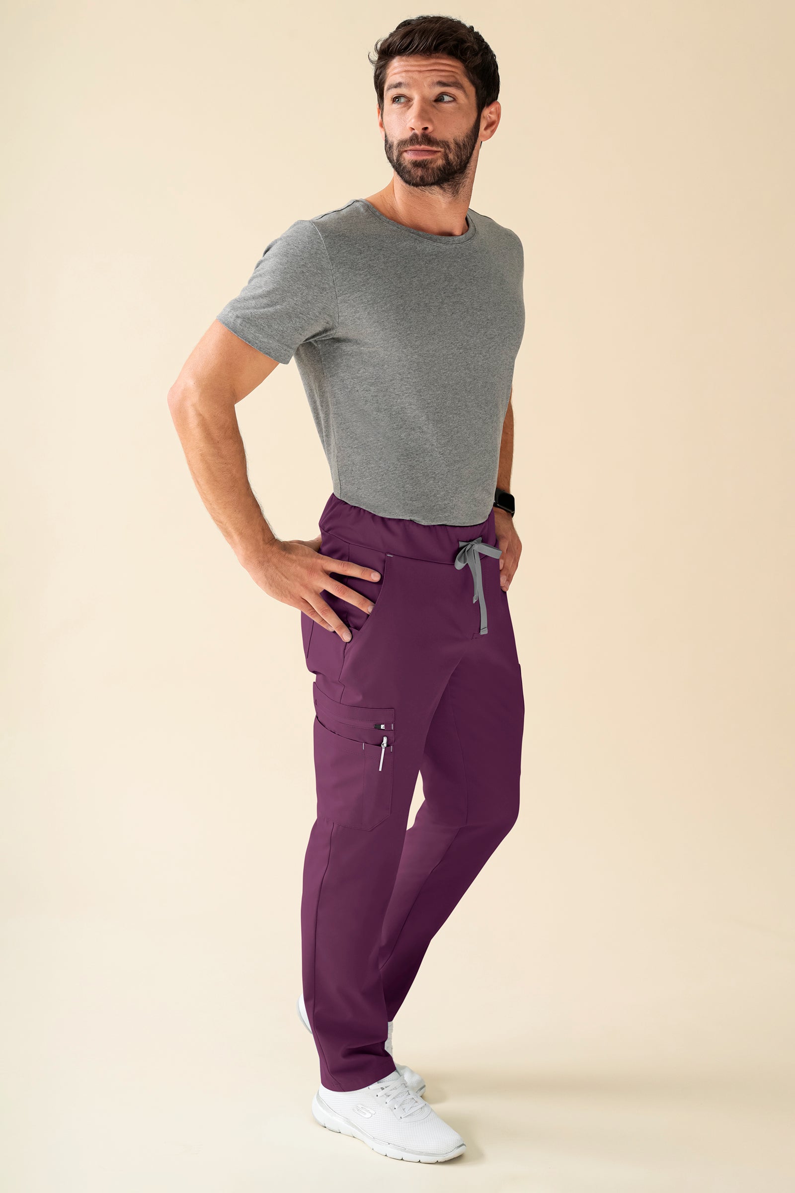 KAERE Hose Herren - gerader Saum Kurzgr. mit Beintaschen pflaume