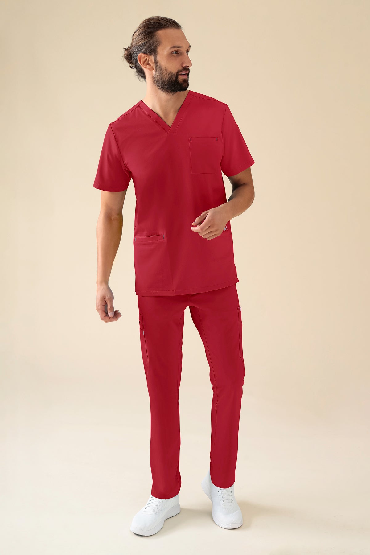 KAERE Hose Herren - gerader Saum mit Beintaschen rot, Vorderansicht 