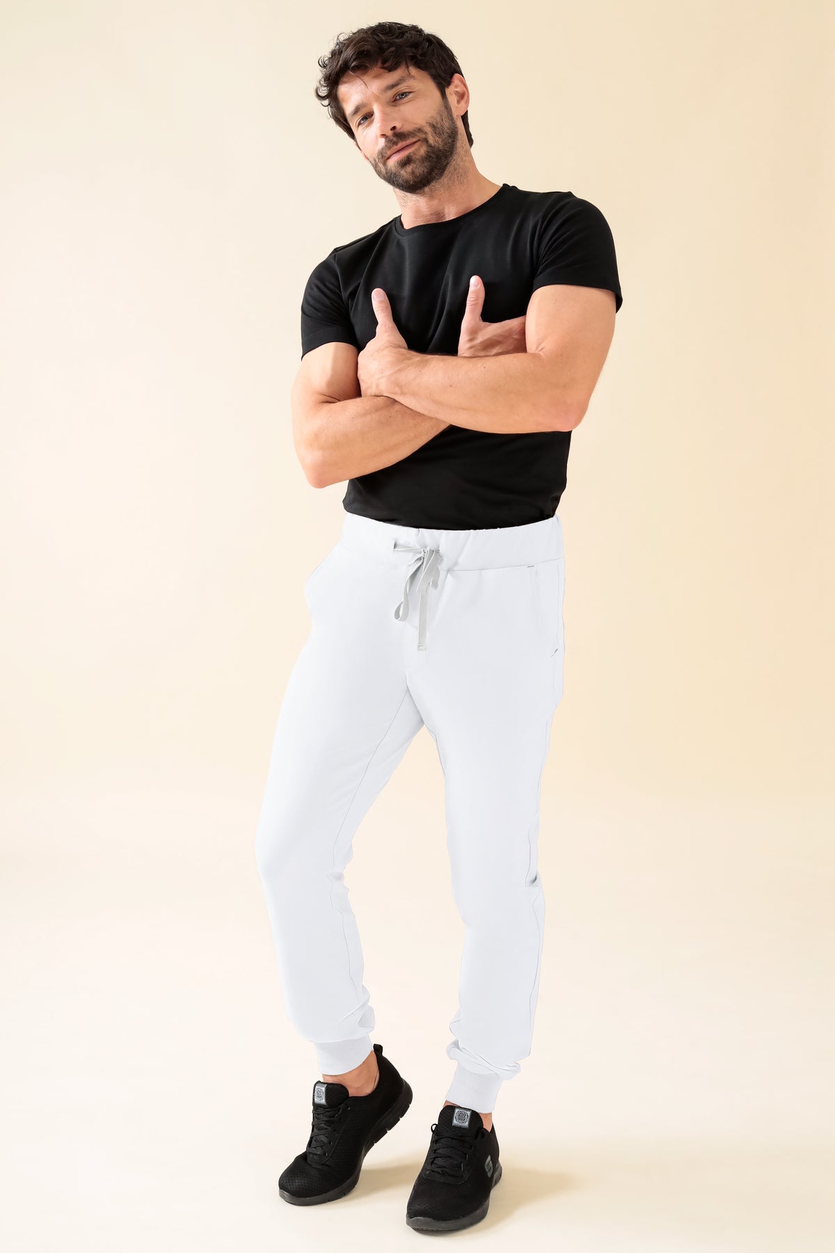 KAERE Hose Herren - Saumbündchen Kurzgr. ohne Beintaschen weiss, Vorderansicht 