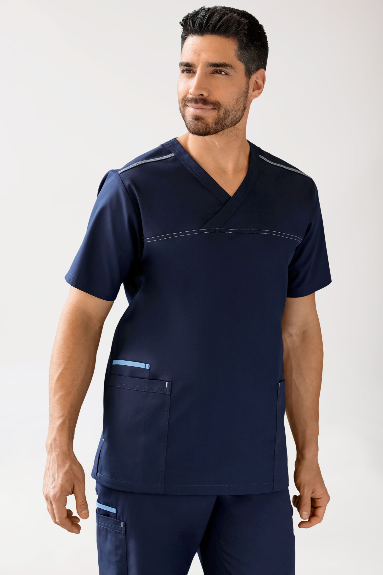 Schlupfkasack Navy mit Himmelblau Unisex, Vue de face 