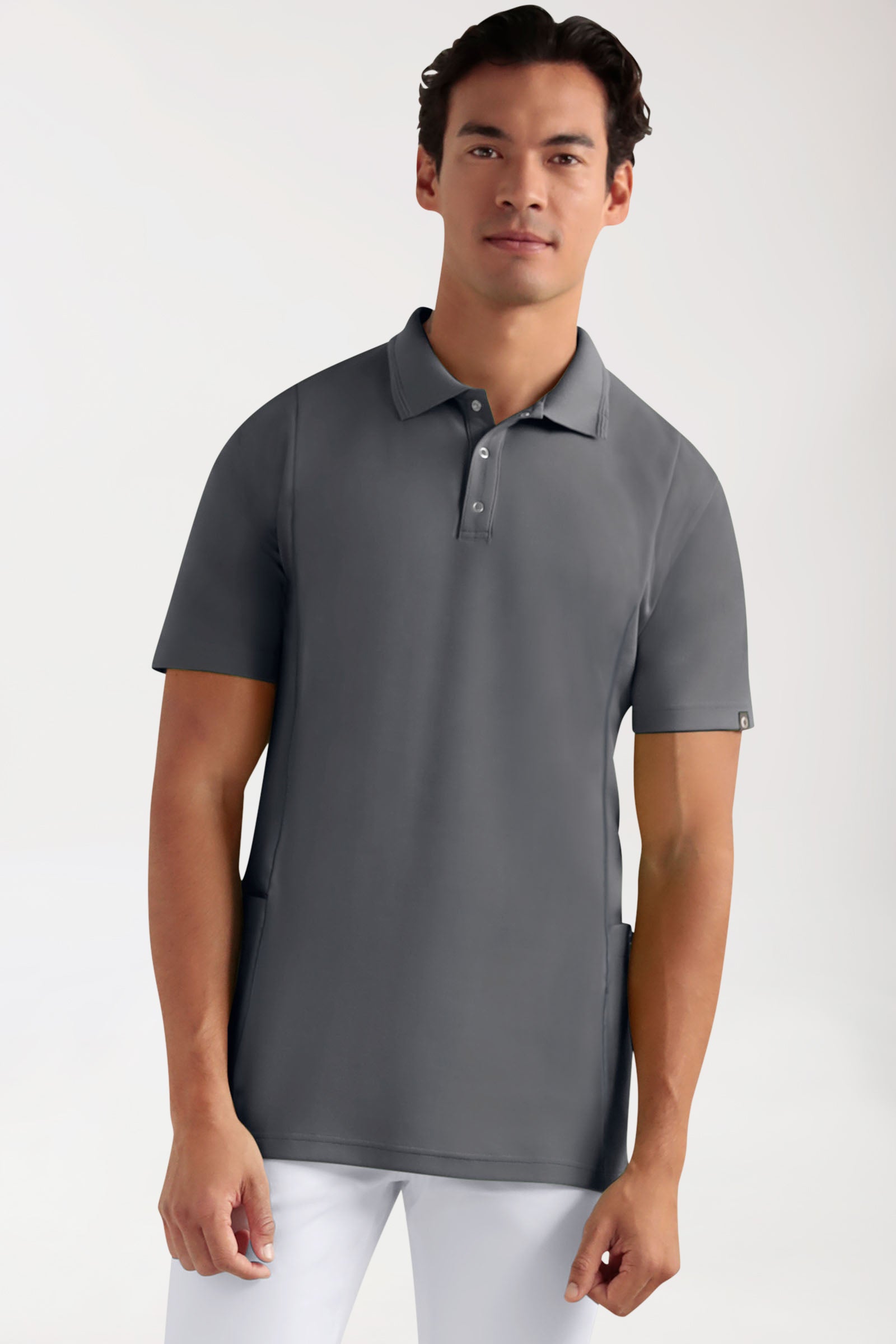 COMFY FLEX Stretch Schlupfkasack Herren - Polokragen steingrau, Vue de face 