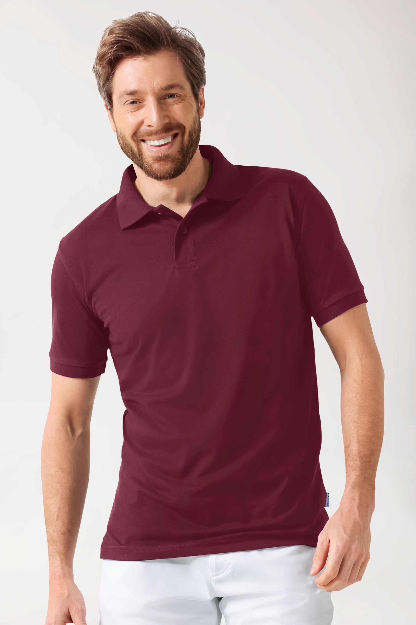 Stretch Shirt Herren - Polokragen bordeaux, Vue de face 