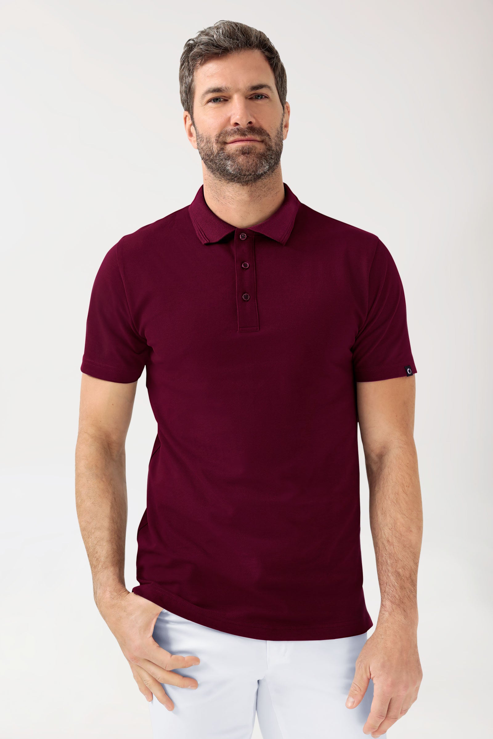 COMFY FLEX Stretch Shirt Herren - Polokragen bordeaux, Vorderansicht 