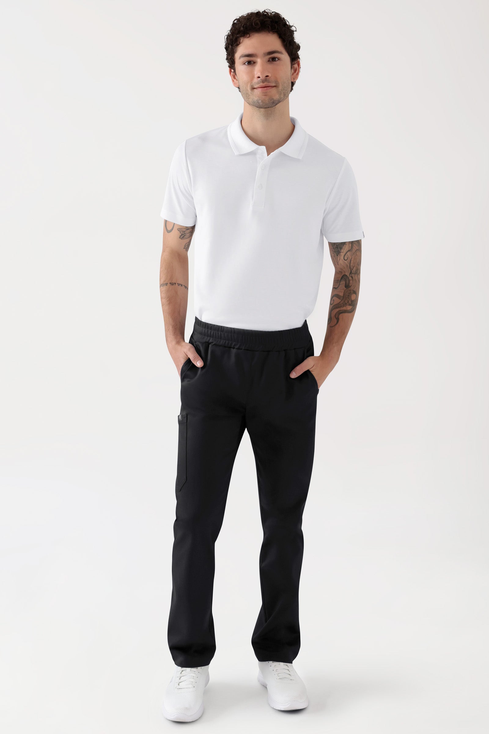 COMFY FLEX Stretch Hose Unisex - 1/1 Länge schwarz, Vorderansicht Das Model ist 188 cm gross und trägt Grösse M