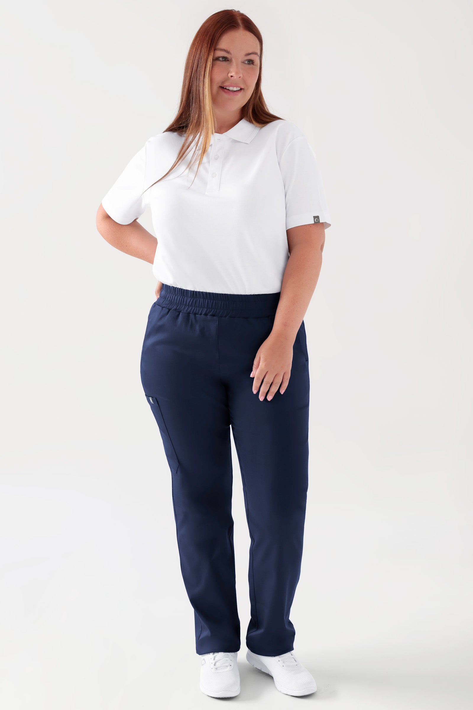COMFY FLEX Stretch Hose Unisex - 1/1 Länge navy, Vorderansicht Das Model ist 173 cm gross und trägt Grösse L