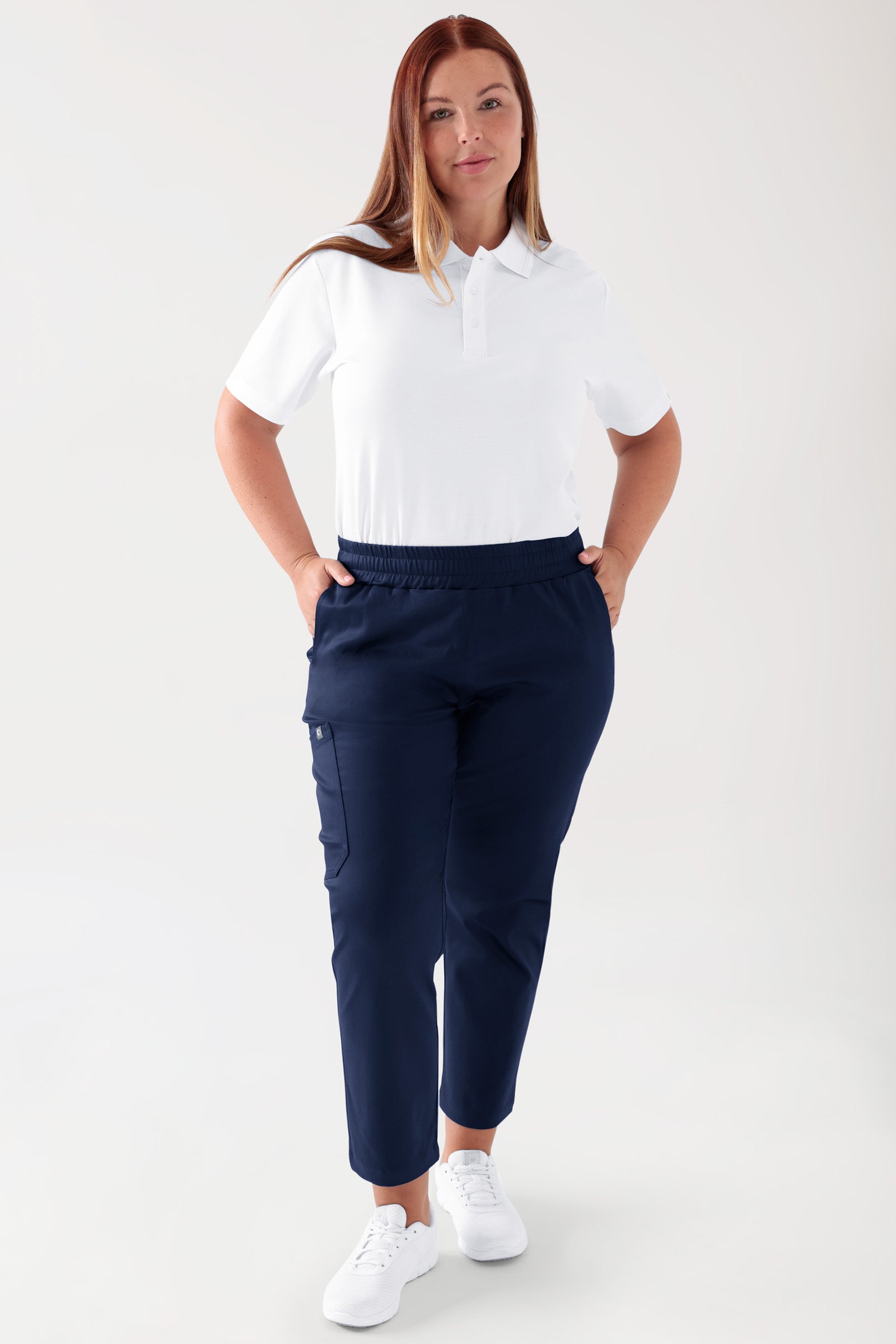 COMFY FLEX Stretch Hose Unisex - 7/8 Länge navy, Vorderansicht Das Model ist 173 cm gross und trägt Grösse L