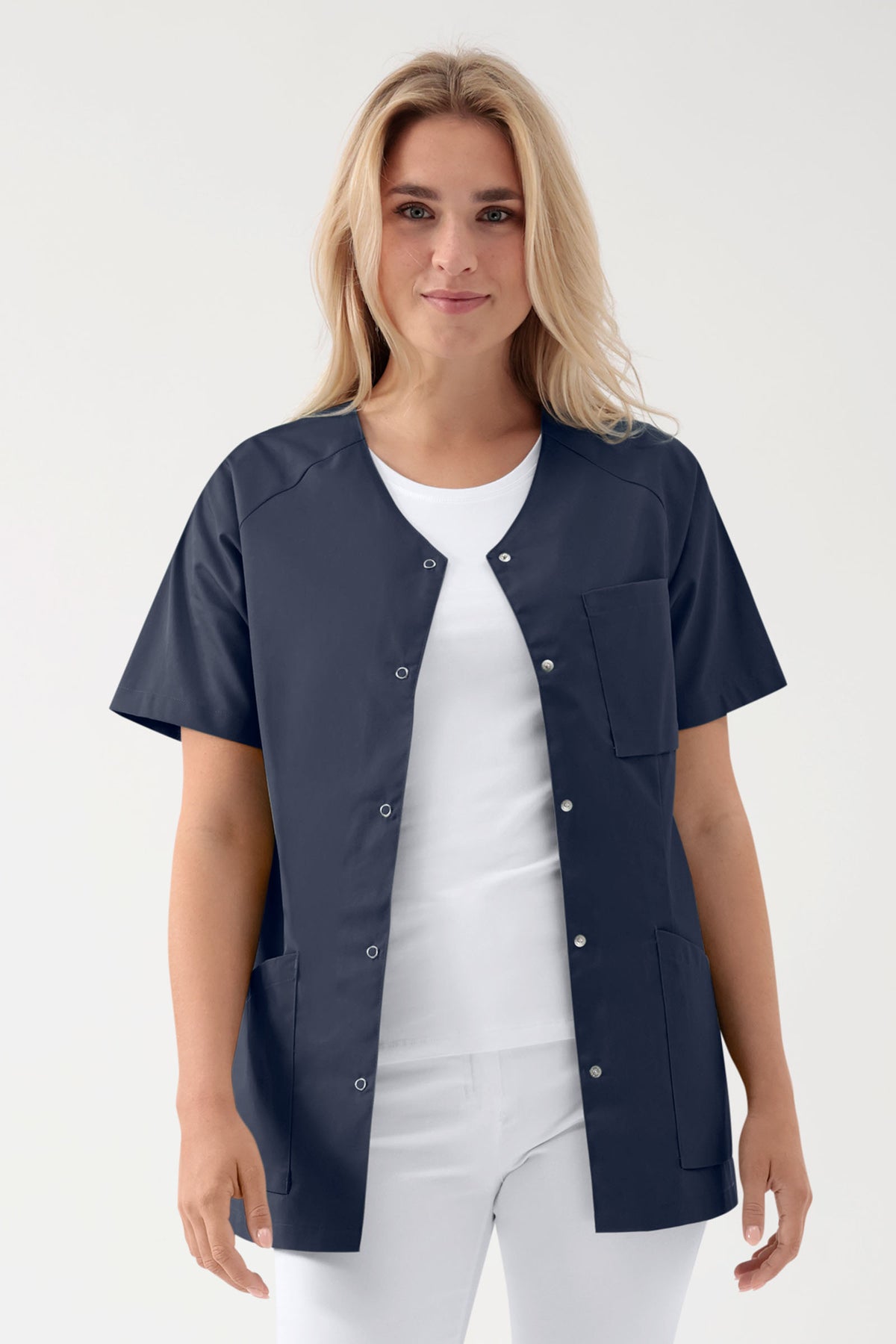 Kasack Damen - Druckknopfleiste navy, Vue de face 
