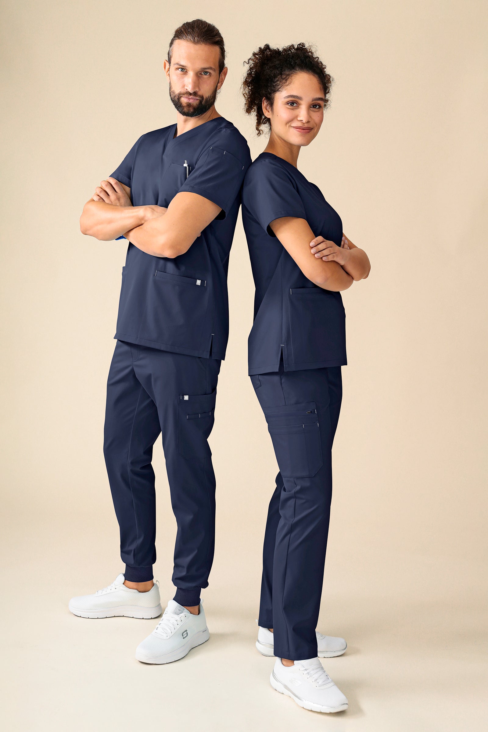 KAERE Schlupfkasack Damen - V-Ausschnitt navy, Vorderansicht 