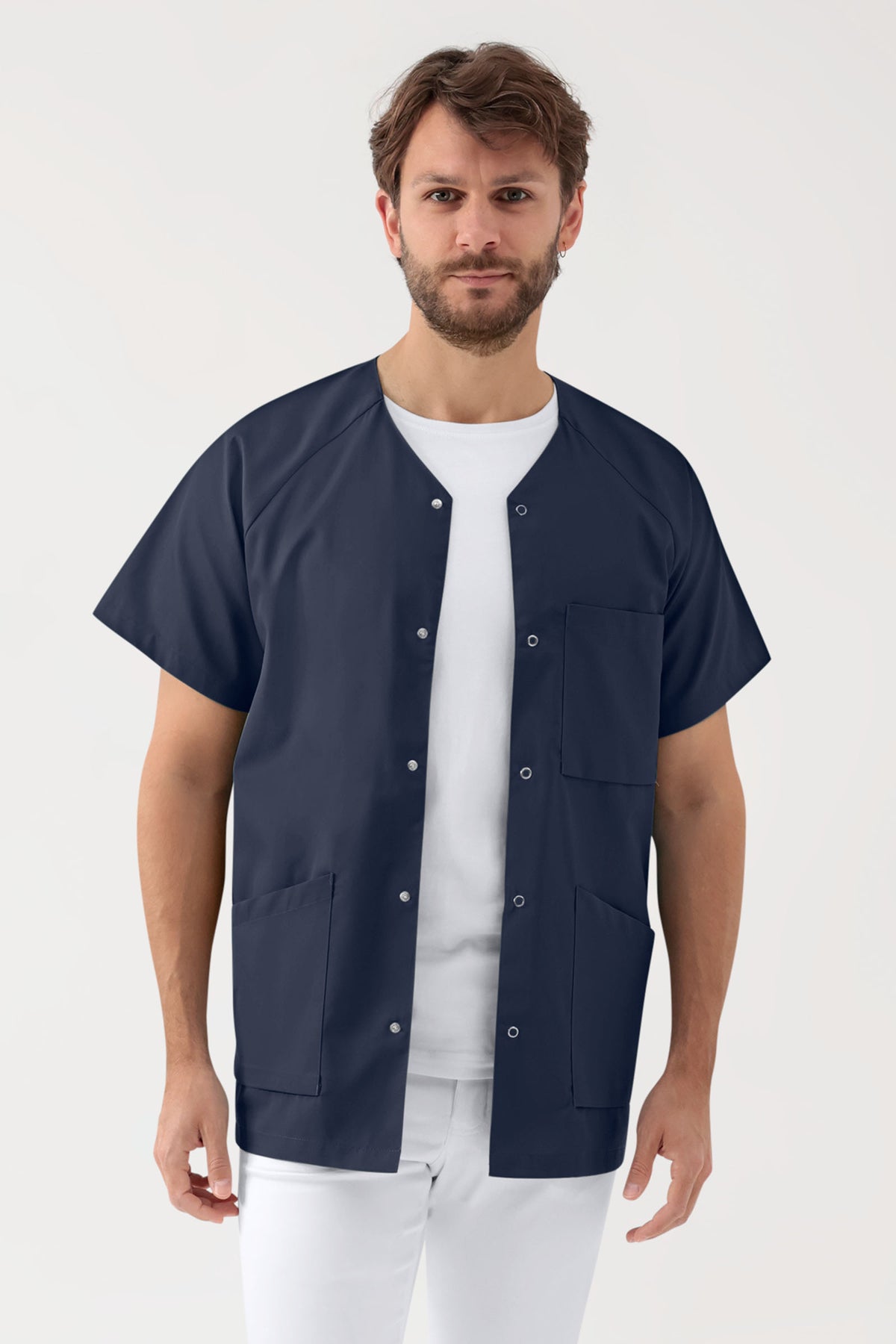 Kasack Herren - Druckknopfleiste navy, Vue de face 