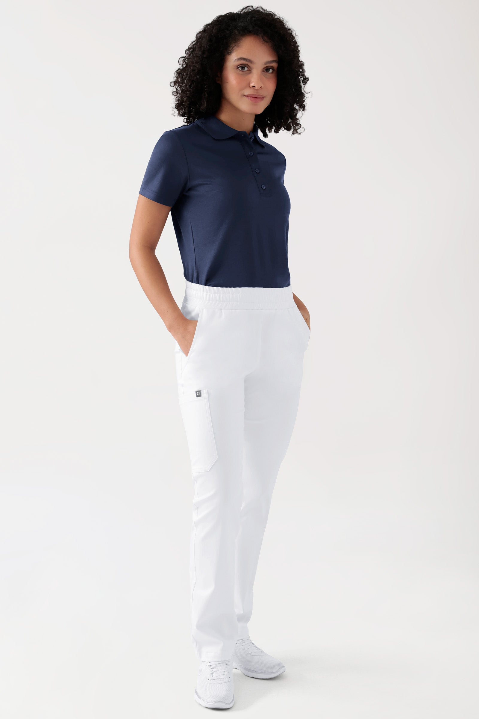COMFY FLEX Stretch Hose Unisex - 1/1 Länge weiss, Vorderansicht Das Model ist 176 cm gross und trägt Grösse S