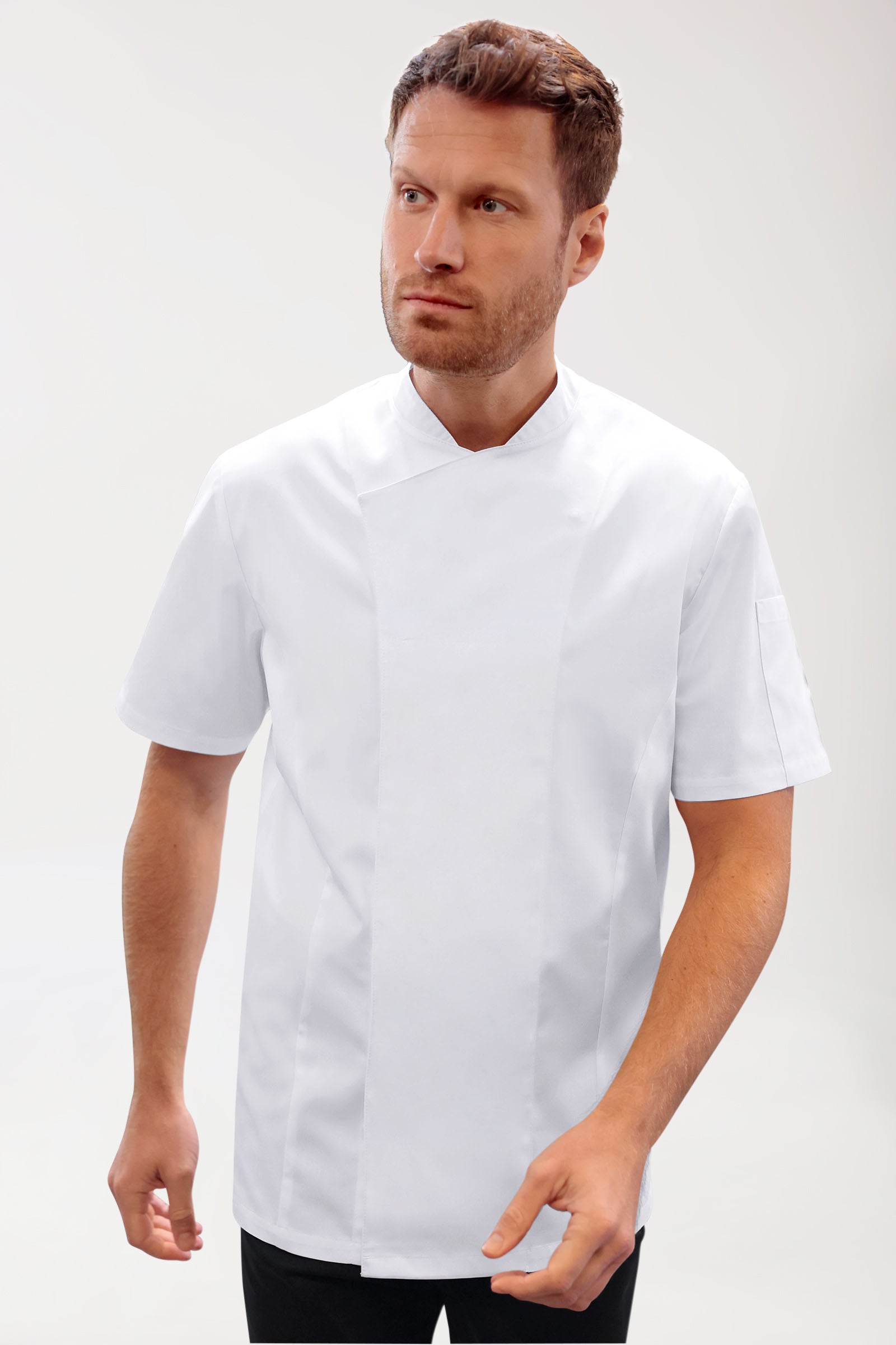 Gastro Kochjacke Herren - Druckknopfleiste - 1/2 Arm weiss