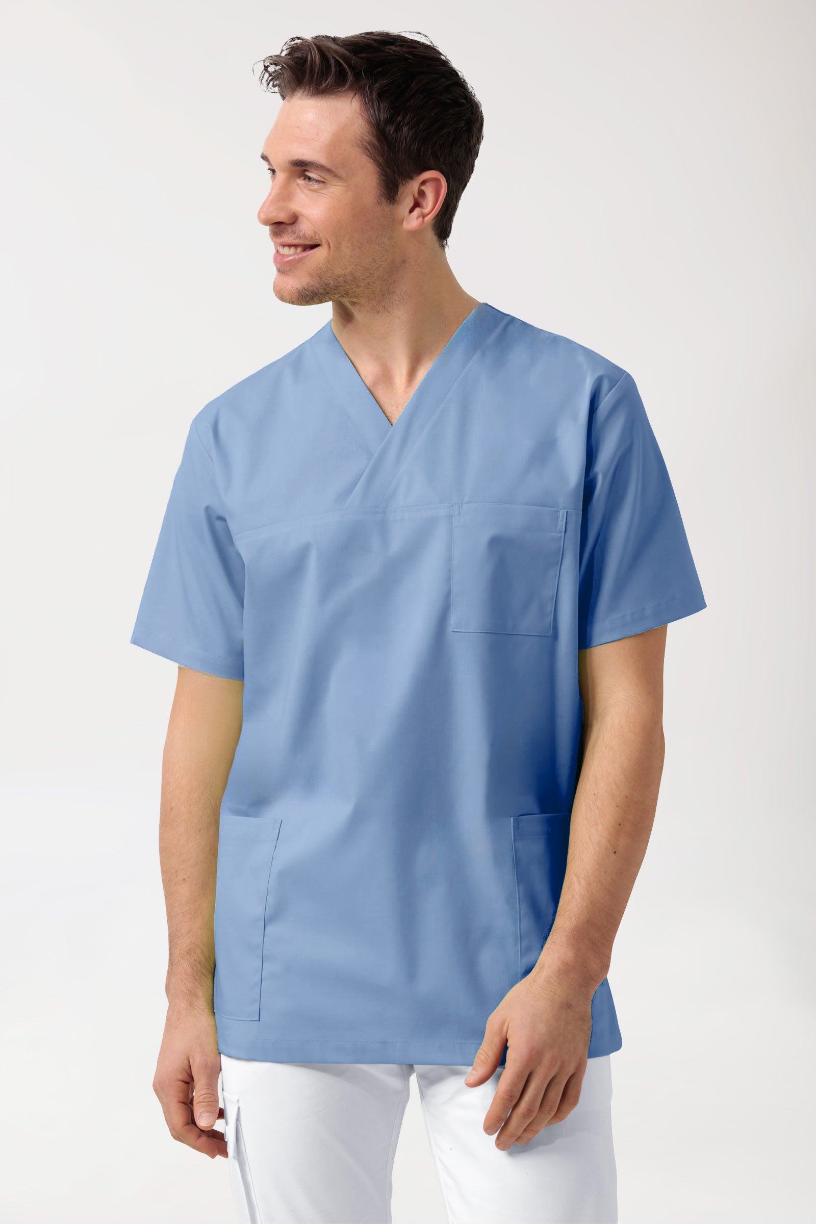 Stretch Schlupfkasack Unisex - V-Ausschnitt himmelblau