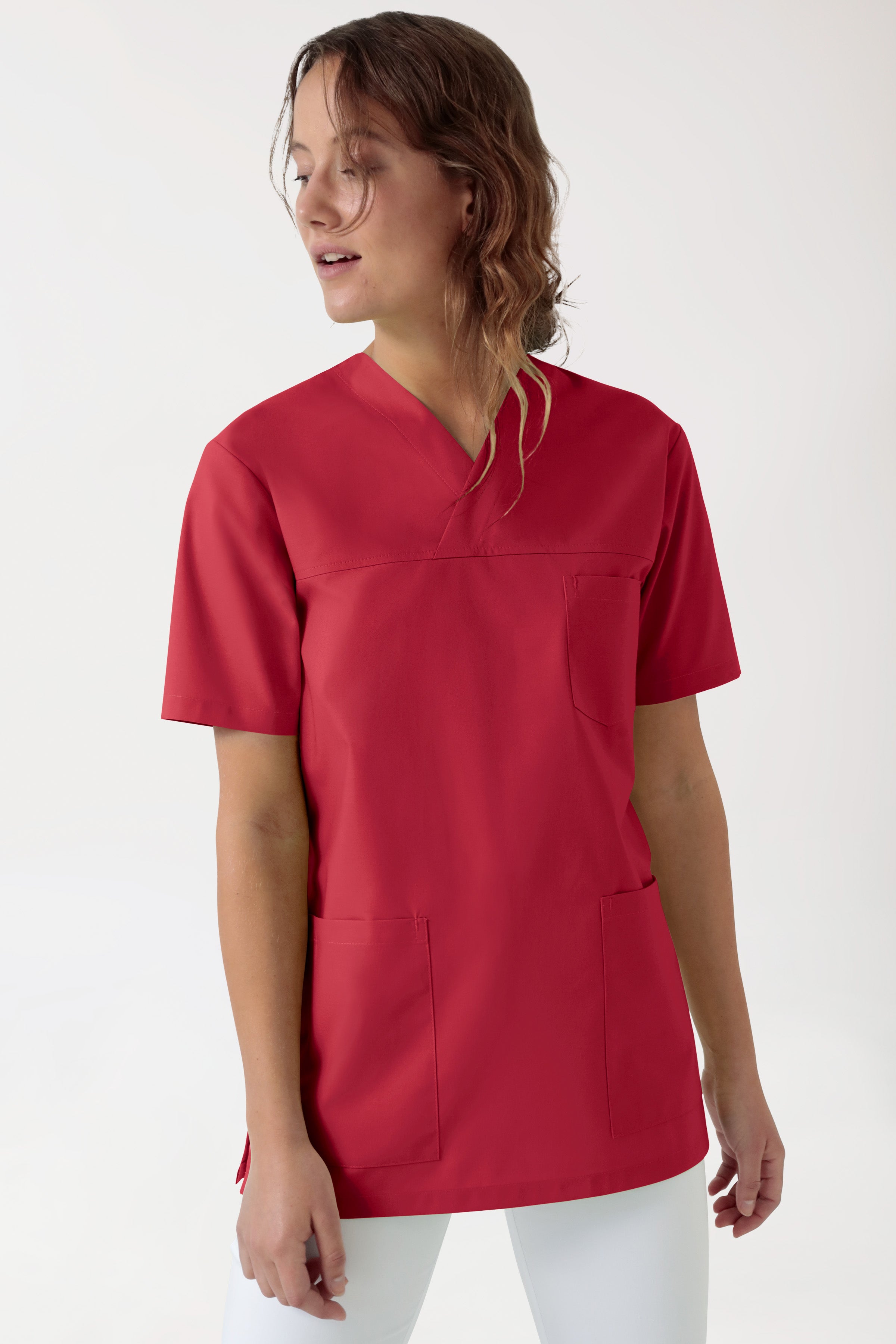 Schlupfkasack Unisex - V-Ausschnitt rot, Vue de face 