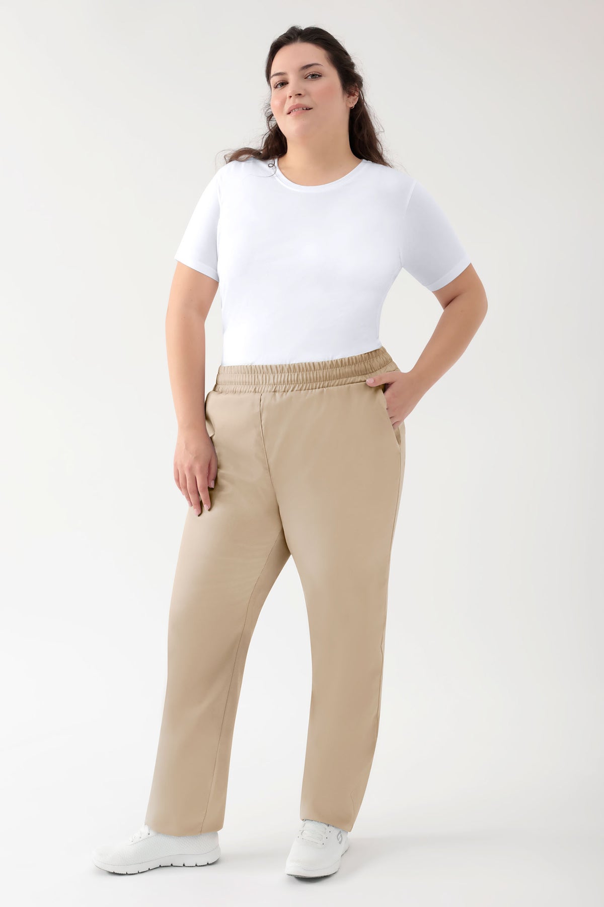 GREEN Stretch Hose Unisex - Rundumgummibund sand, Vue de face 