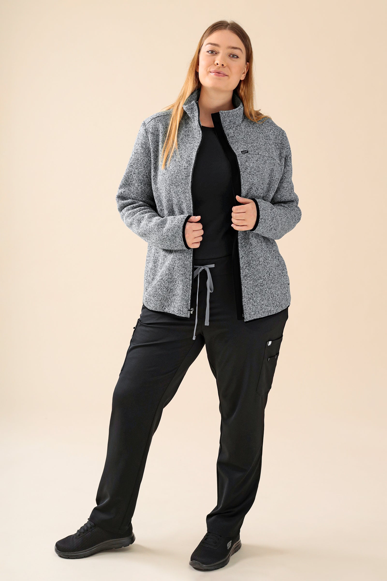 KAERE Fleecejacke Unisex - mit Reissverschluss grau melange, Vue de face 