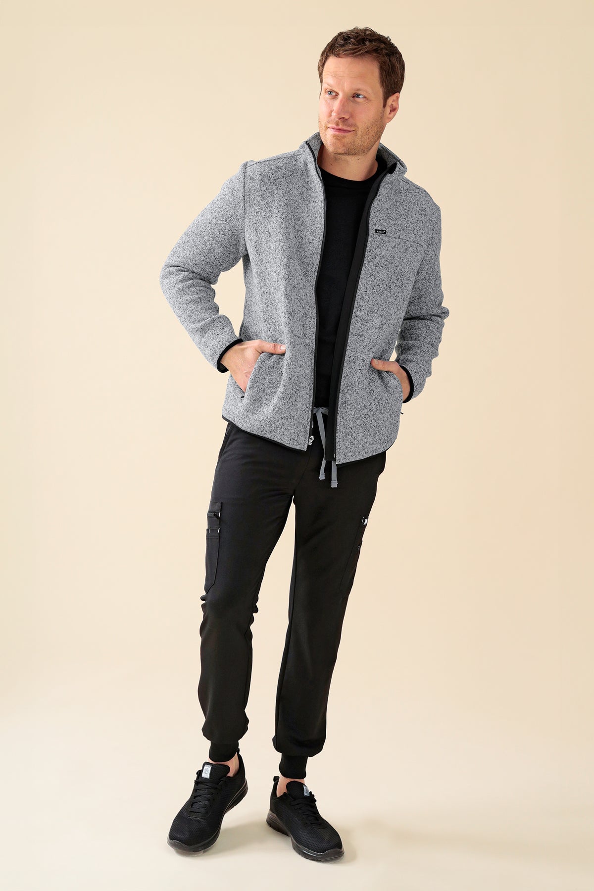 KAERE Fleecejacke Unisex - mit Reissverschluss grau melange, Vue de face 