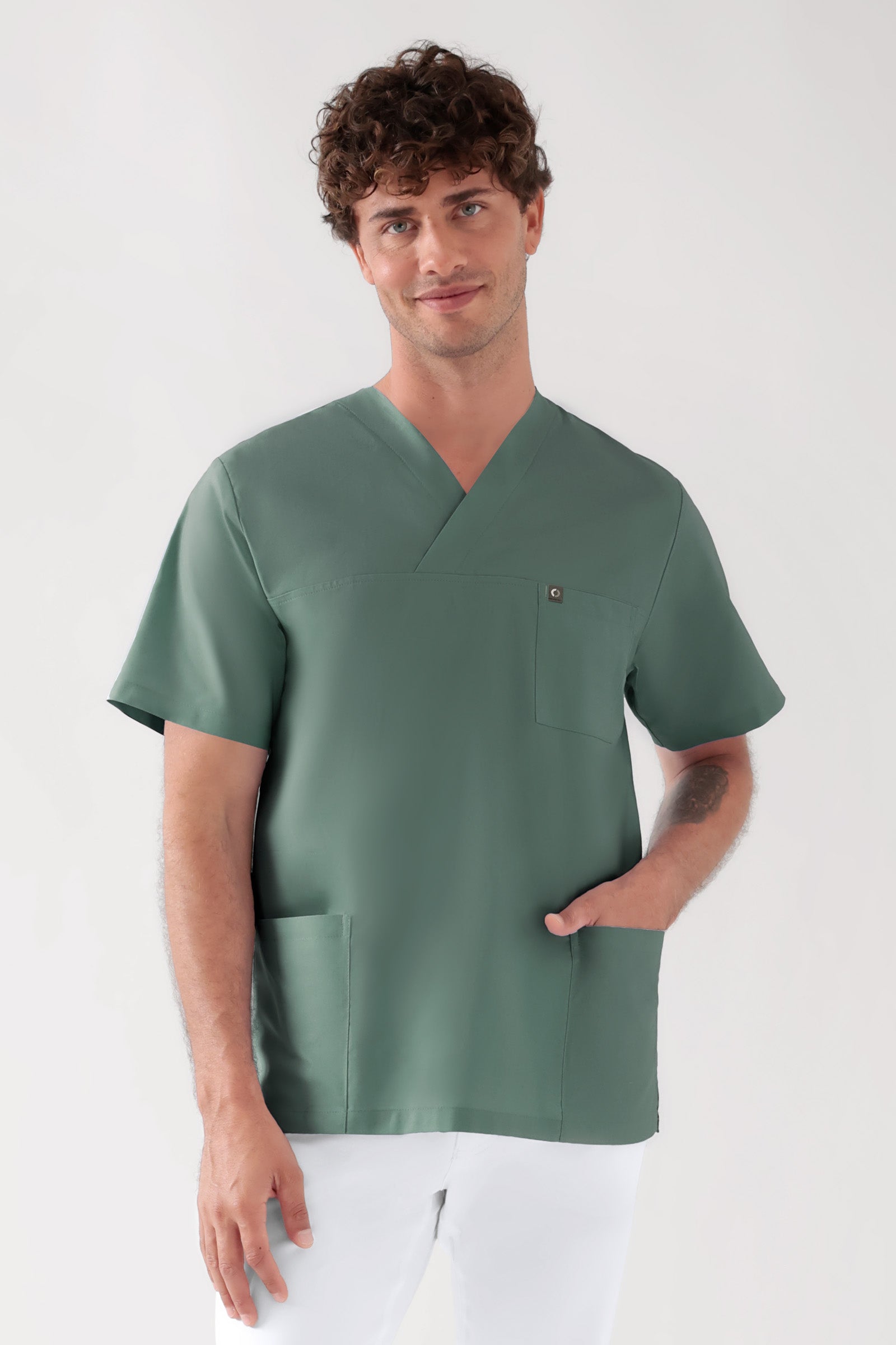 Baumwolle Schlupfkasack Unisex - Doppelpack dunkelgrün, Vorderansicht 